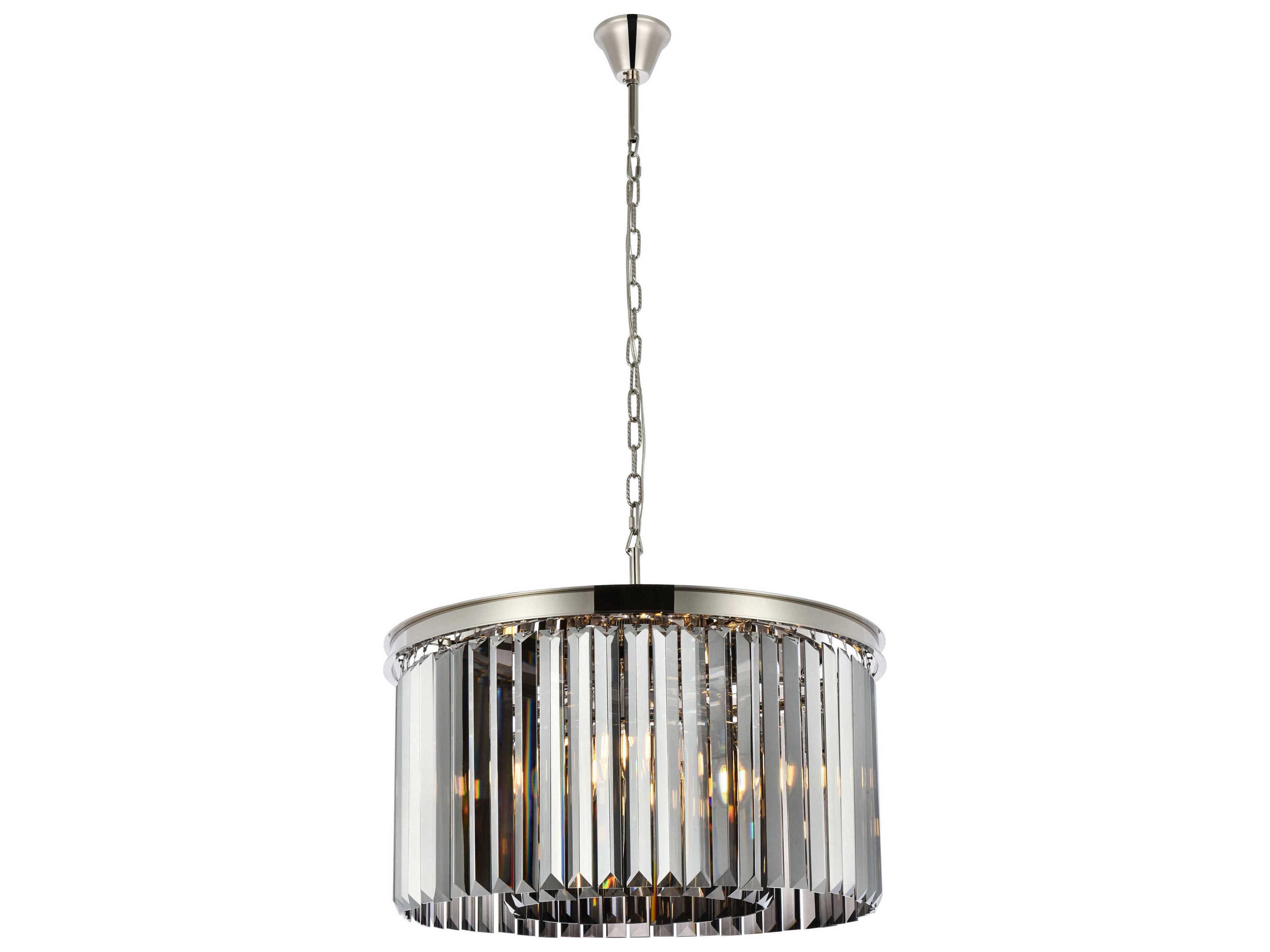 Sydney 8-Light Polished Nickel Silver Crystal Drum Pendant