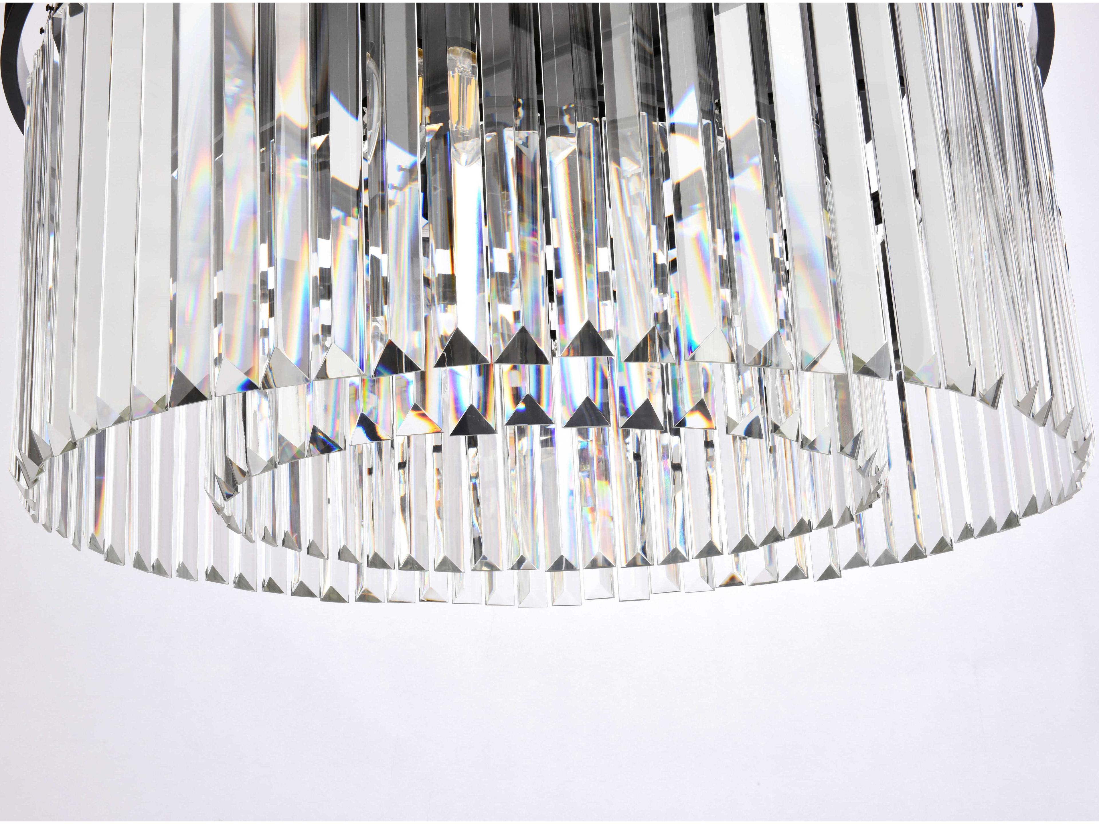 Elegant Lighting Sydney 8-Light Matte Black Clear Crystal Drum Pendant