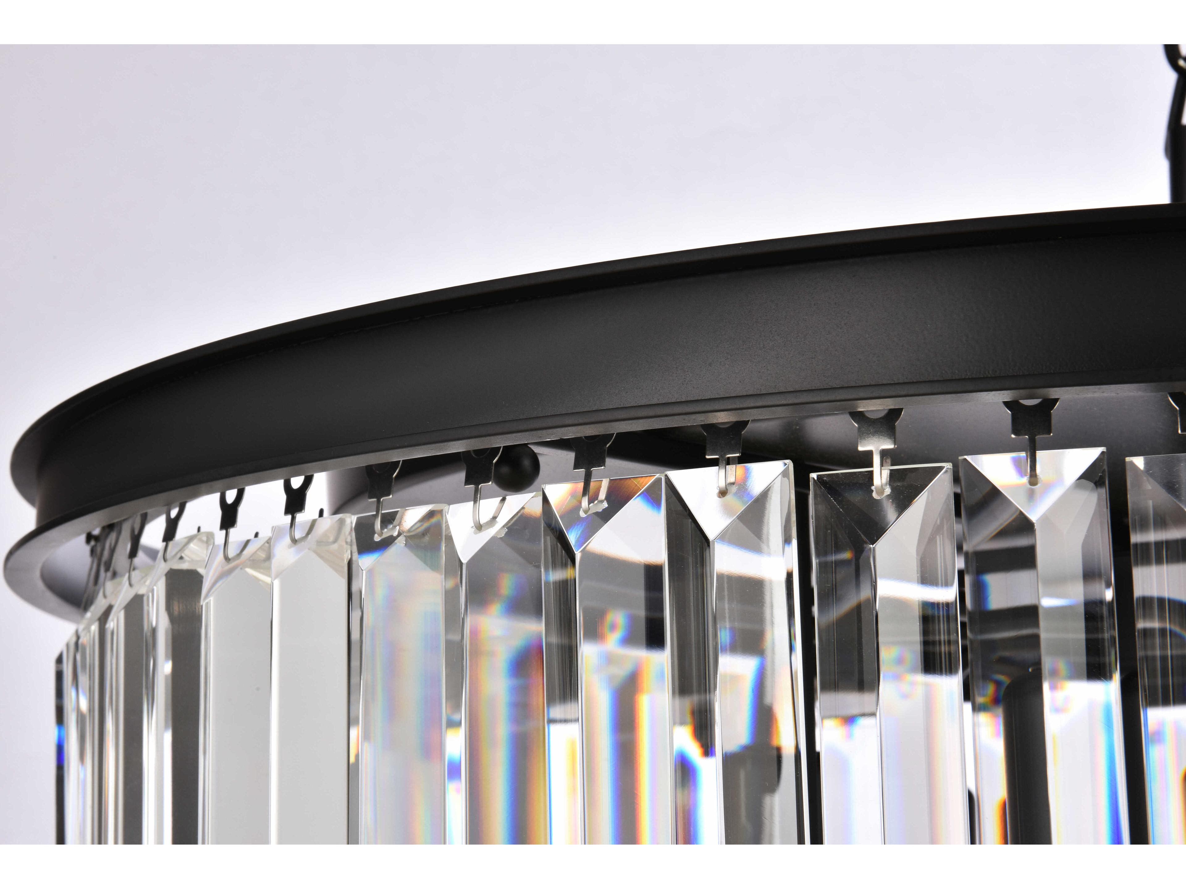 Elegant Lighting Sydney 8-Light Matte Black Clear Crystal Drum Pendant