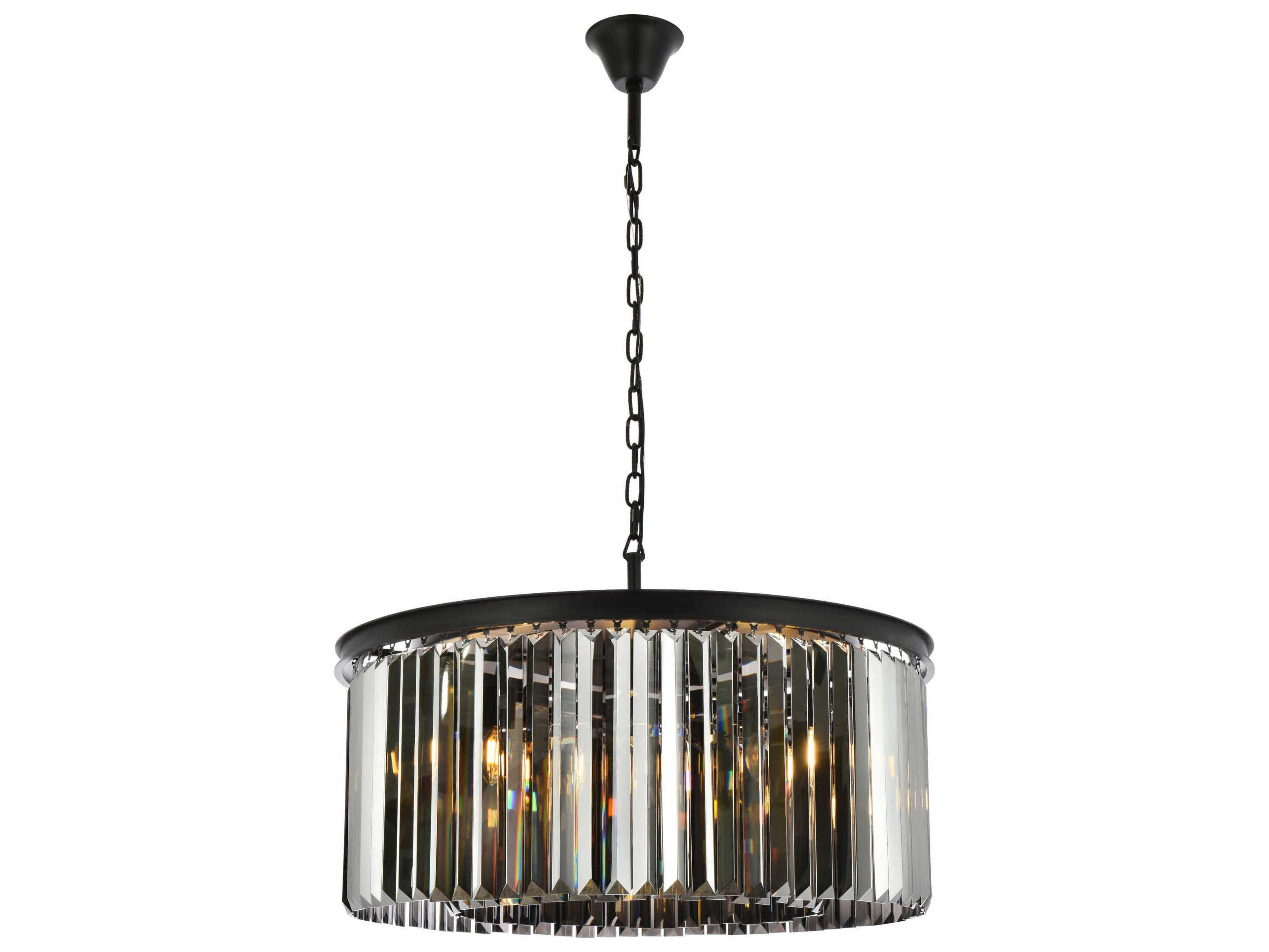 Sydney 8-Light Matte Black Silver Crystal Drum Pendant