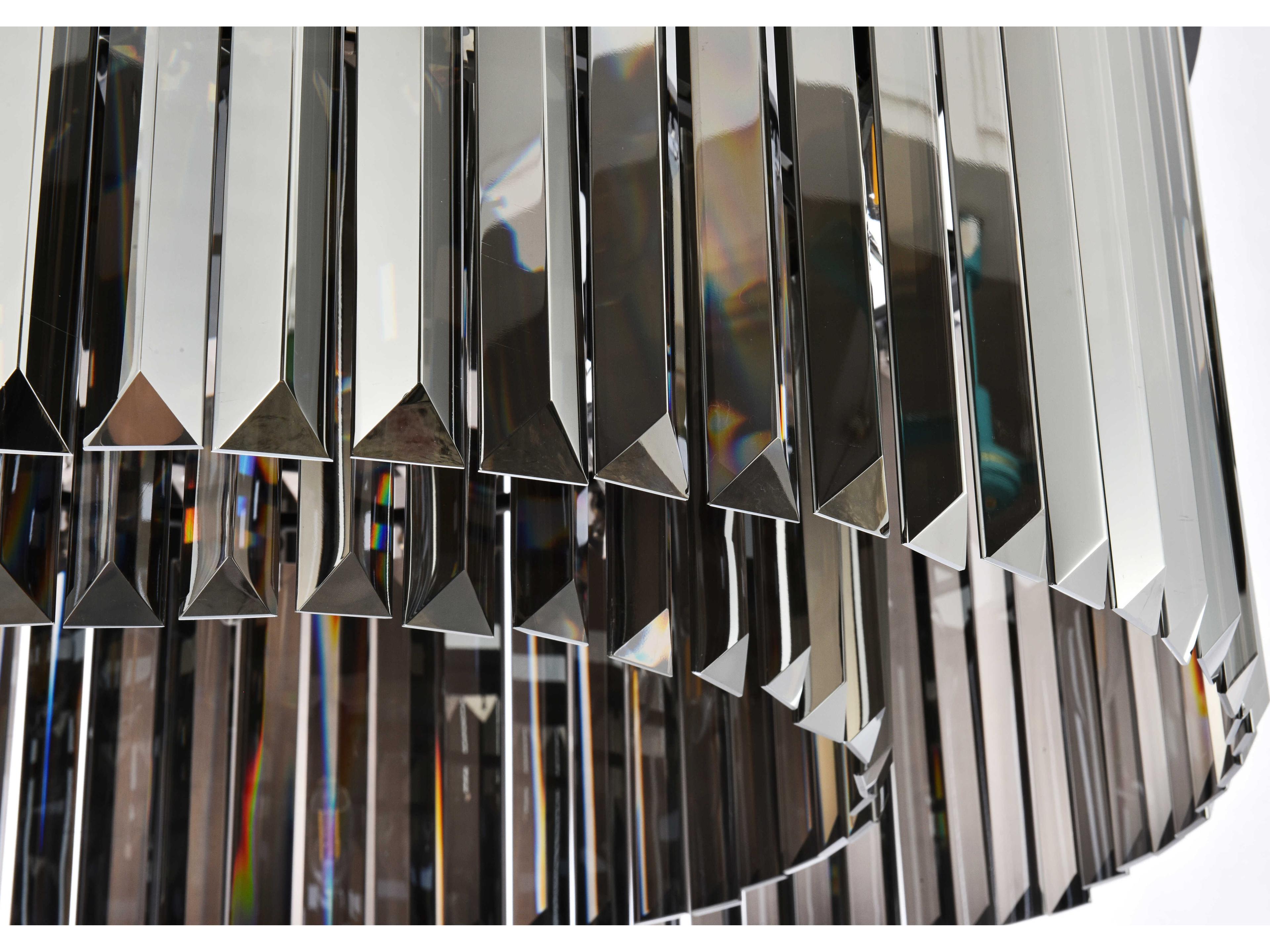 Elegant Lighting Sydney 8-Light Matte Black Silver Crystal Drum Pendant