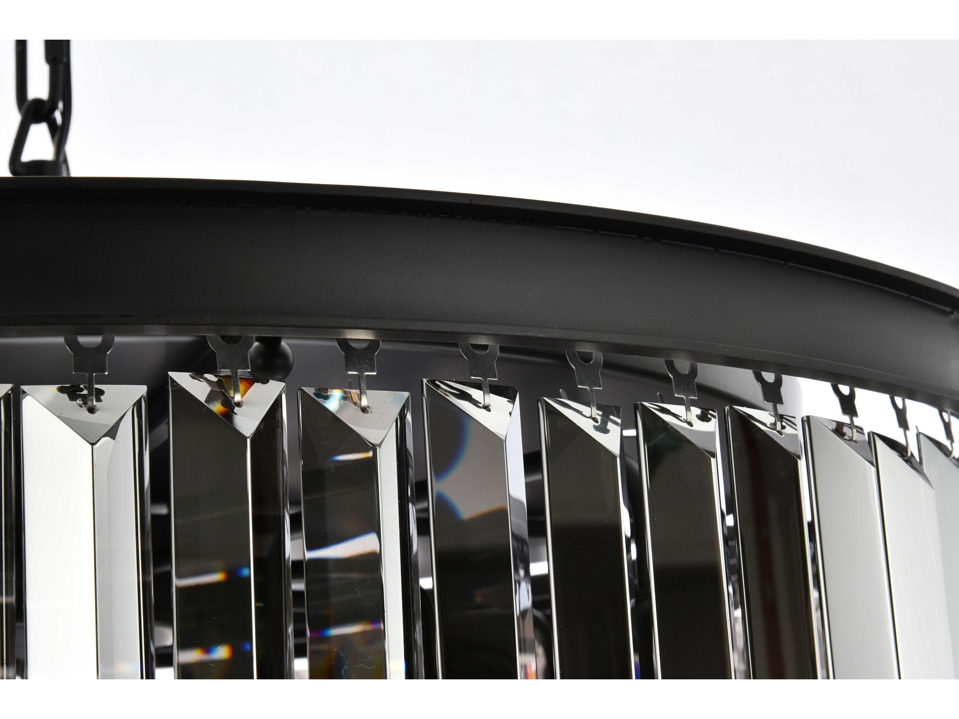 Elegant Lighting Sydney 8-Light Matte Black Silver Crystal Drum Pendant