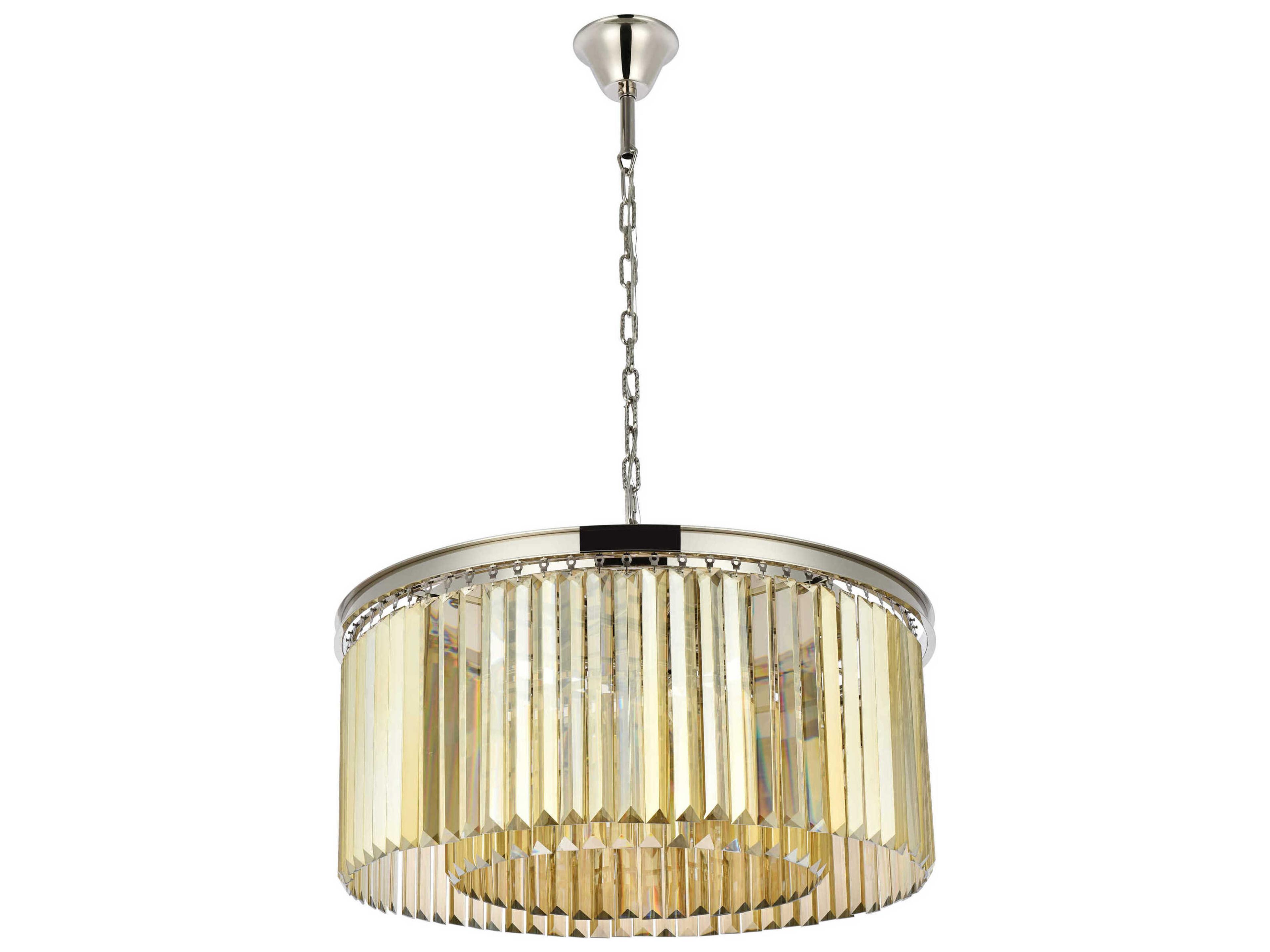 Elegant Lighting Sydney 8-Light Polished Nickel Gold Crystal Drum Pendant