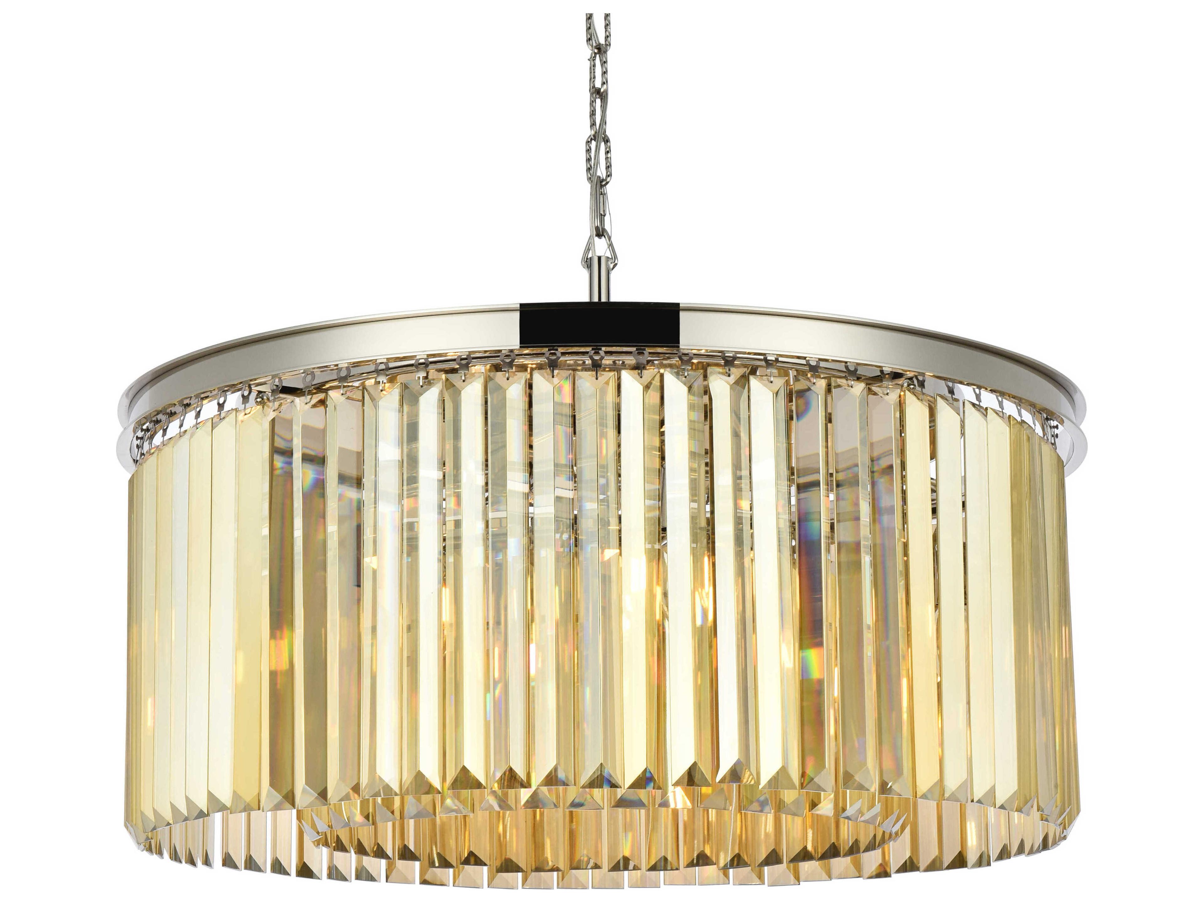 Elegant Lighting Sydney 8-Light Polished Nickel Gold Crystal Drum Pendant