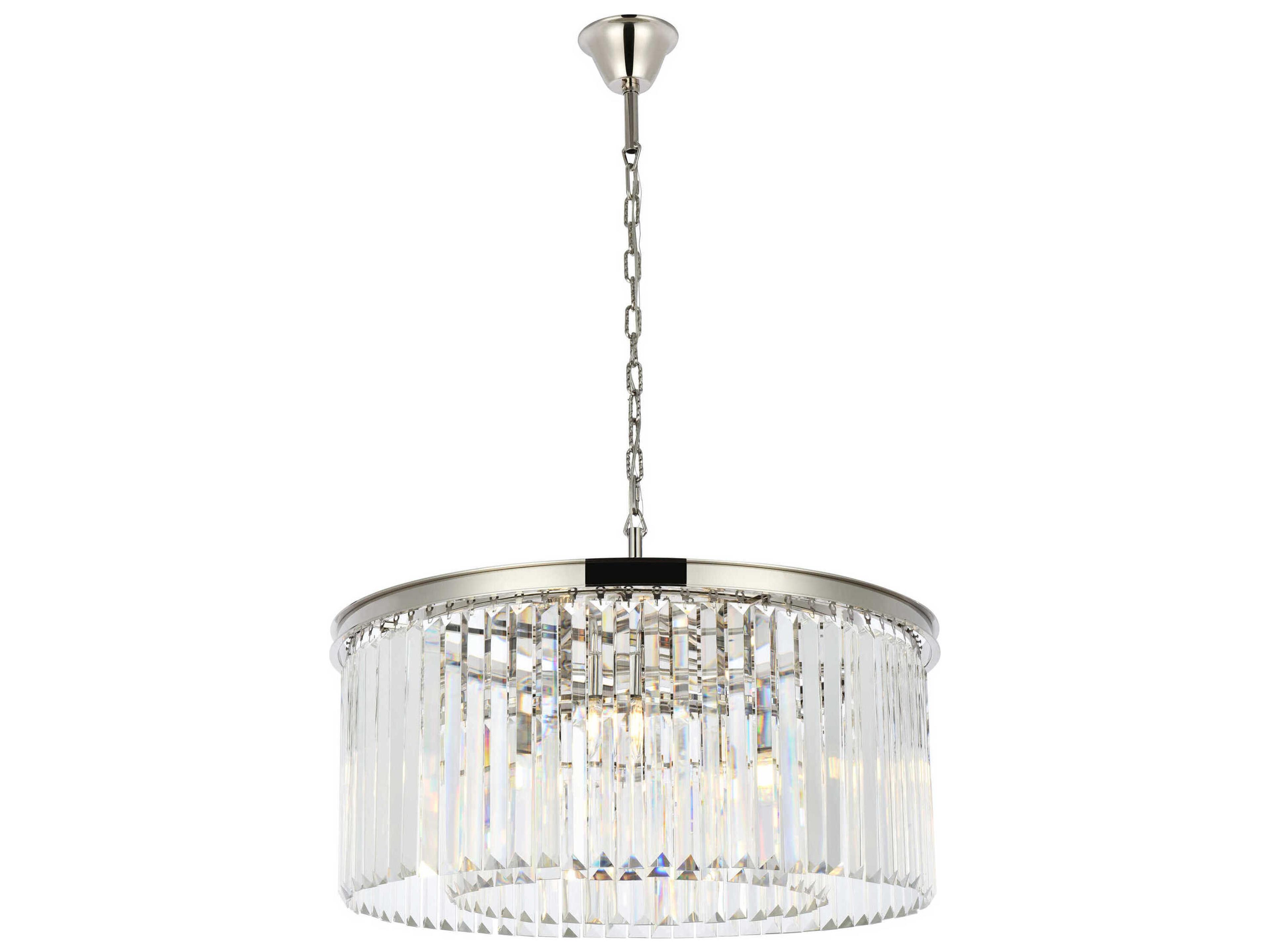 Sydney 8-Light Polished Nickel Clear Crystal Drum Pendant
