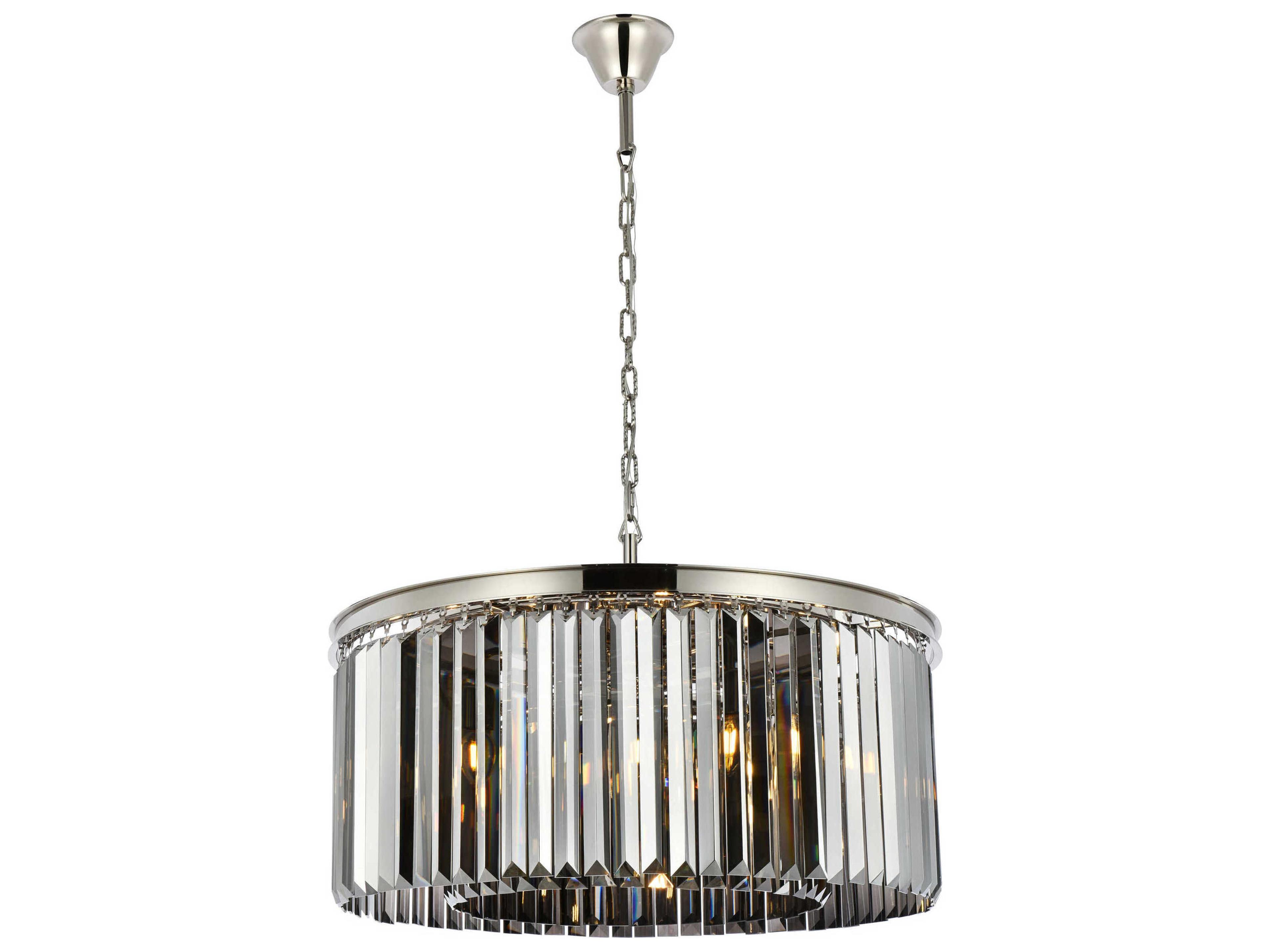 Sydney 8-Light Polished Nickel Silver Crystal Drum Pendant