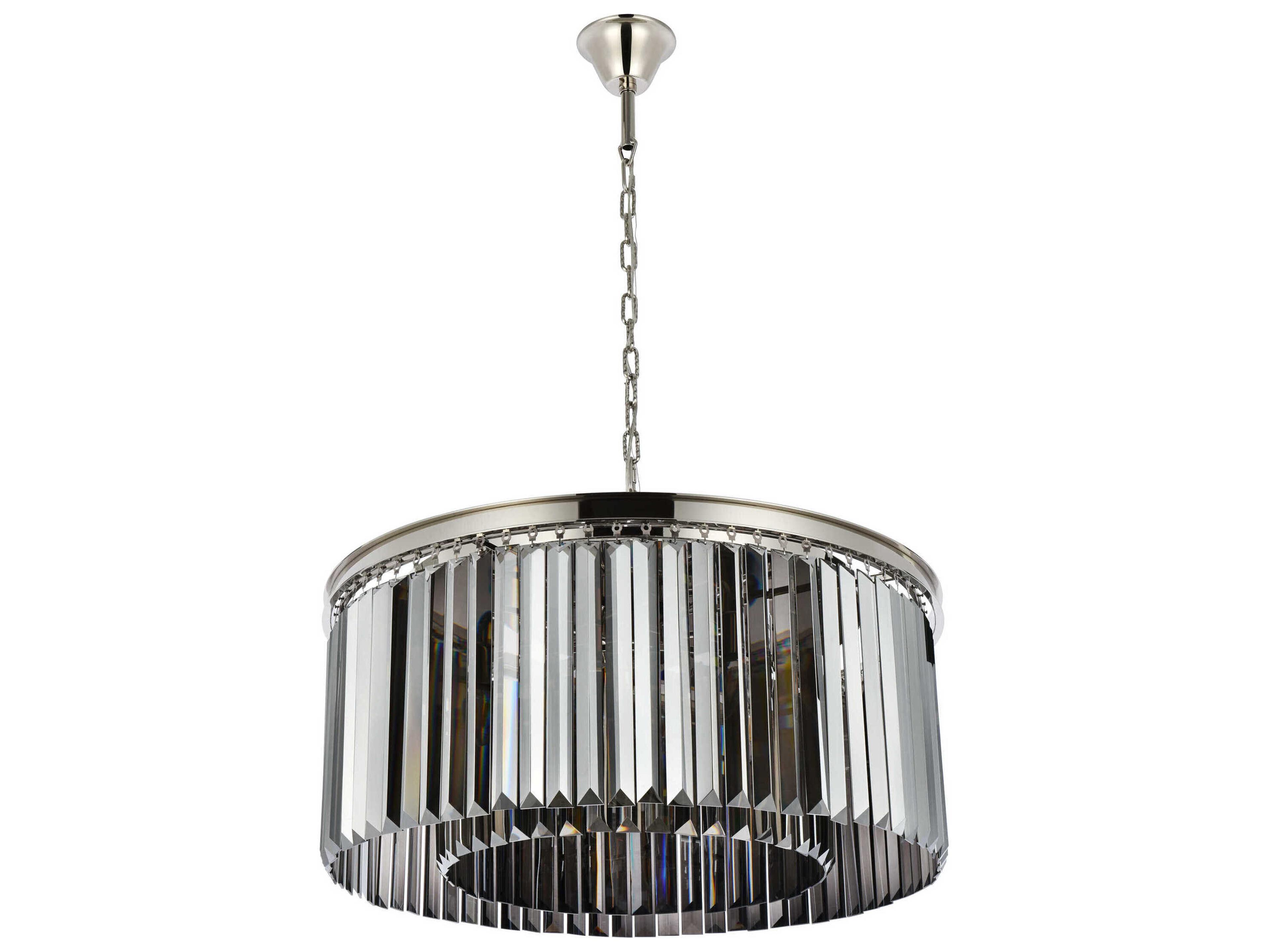 Elegant Lighting Sydney 8-Light Polished Nickel Silver Crystal Drum Pendant