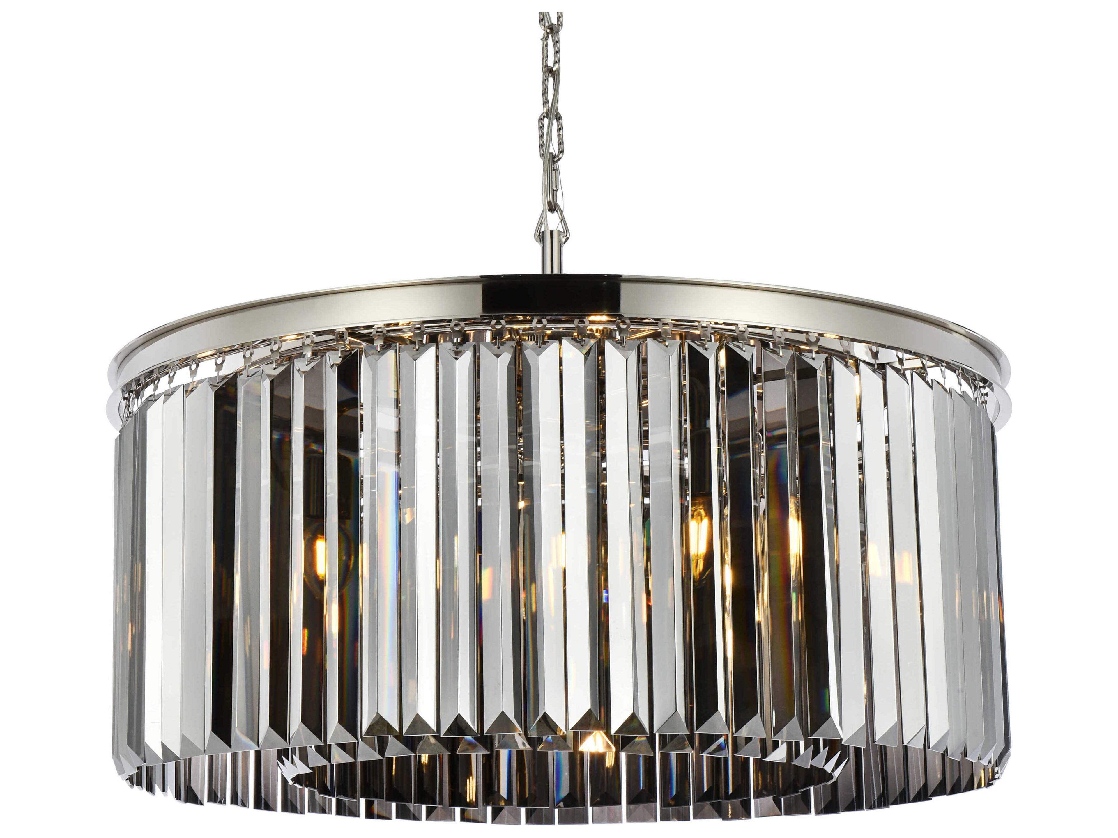 Elegant Lighting Sydney 8-Light Polished Nickel Silver Crystal Drum Pendant