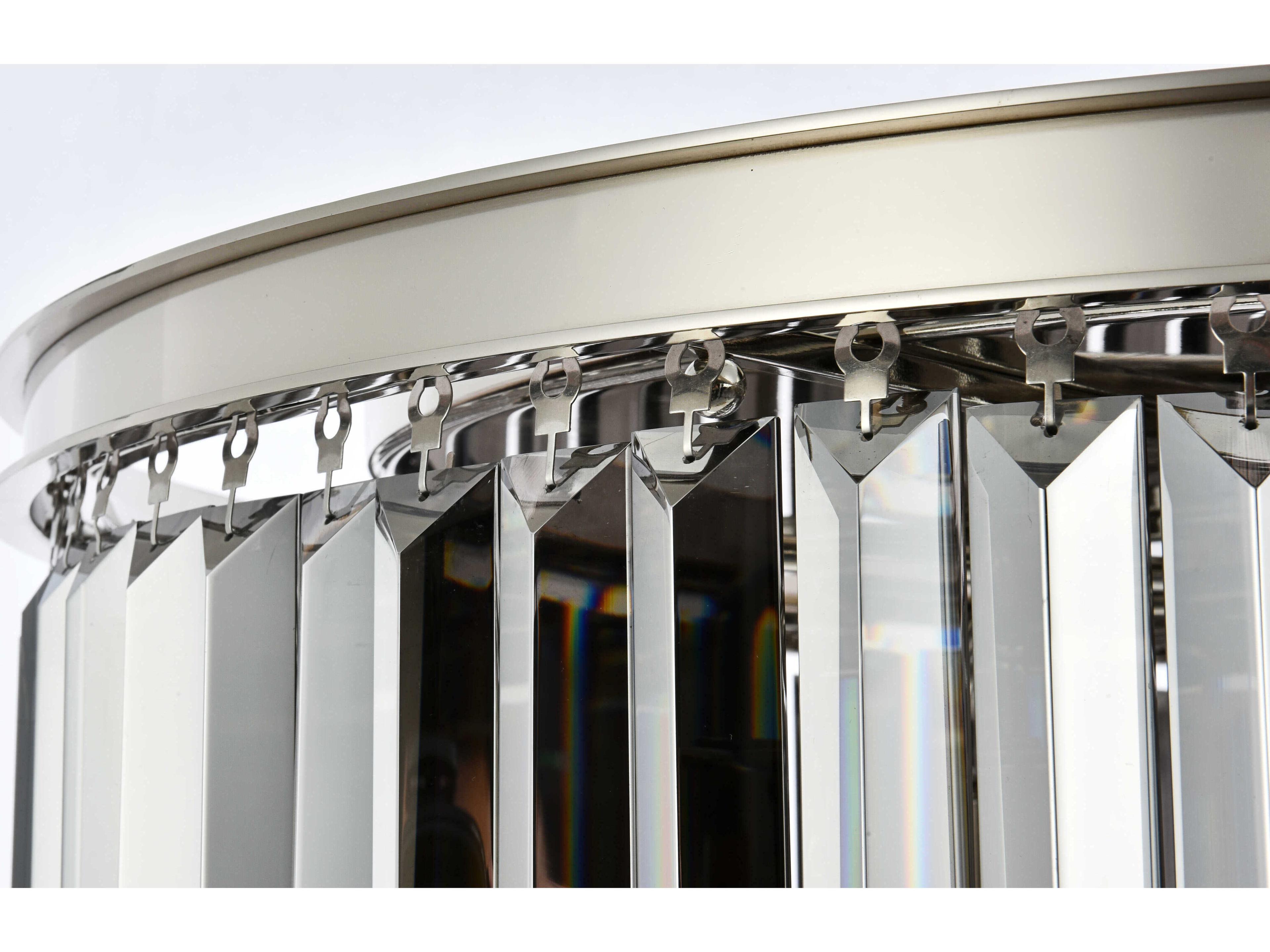 Elegant Lighting Sydney 8-Light Polished Nickel Silver Crystal Drum Pendant