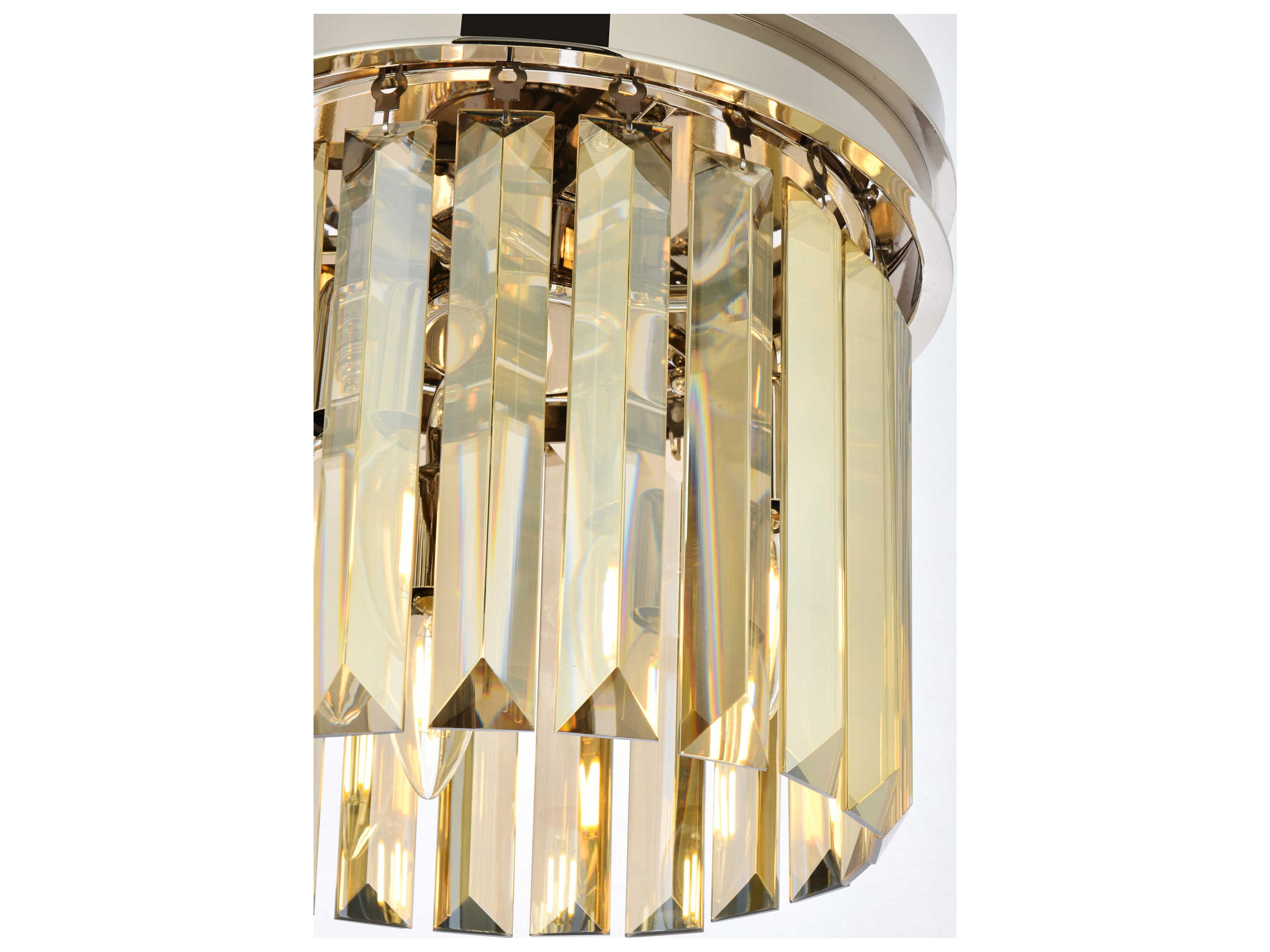 Elegant Lighting Sydney 3-Light Polished Nickel Gold Crystal Drum Flush Mount