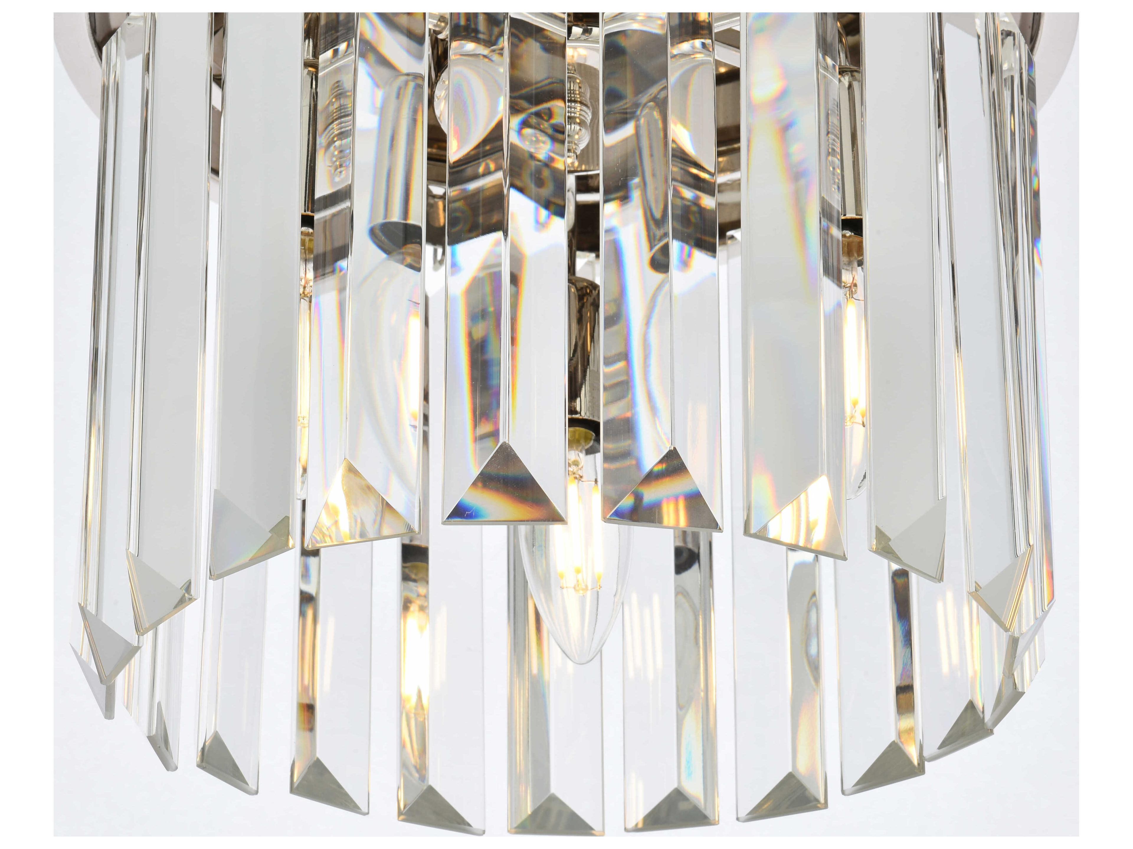 Elegant Lighting Sydney 3-Light Polished Nickel Clear Crystal Drum Flush Mount