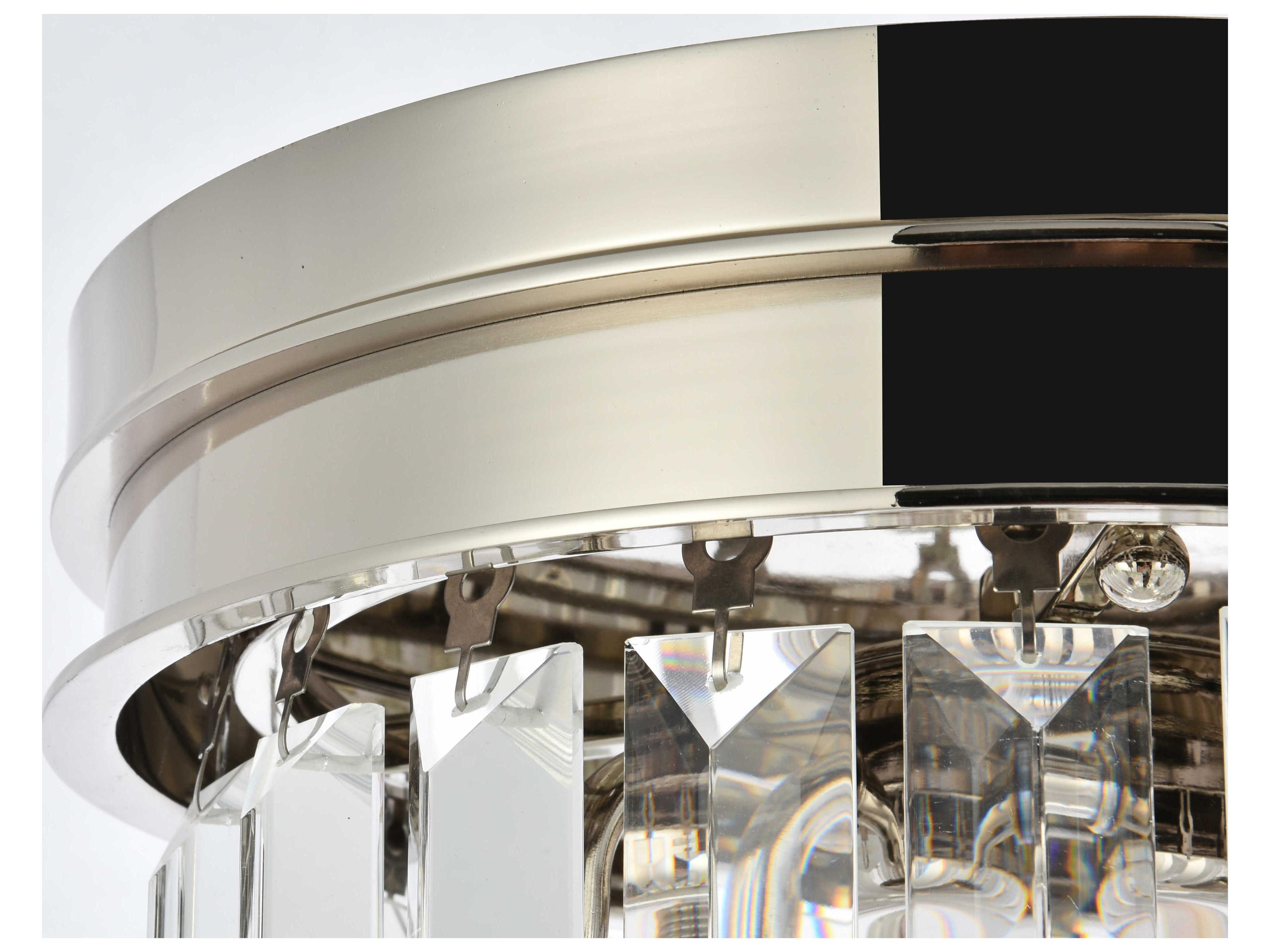 Elegant Lighting Sydney 3-Light Polished Nickel Clear Crystal Drum Flush Mount