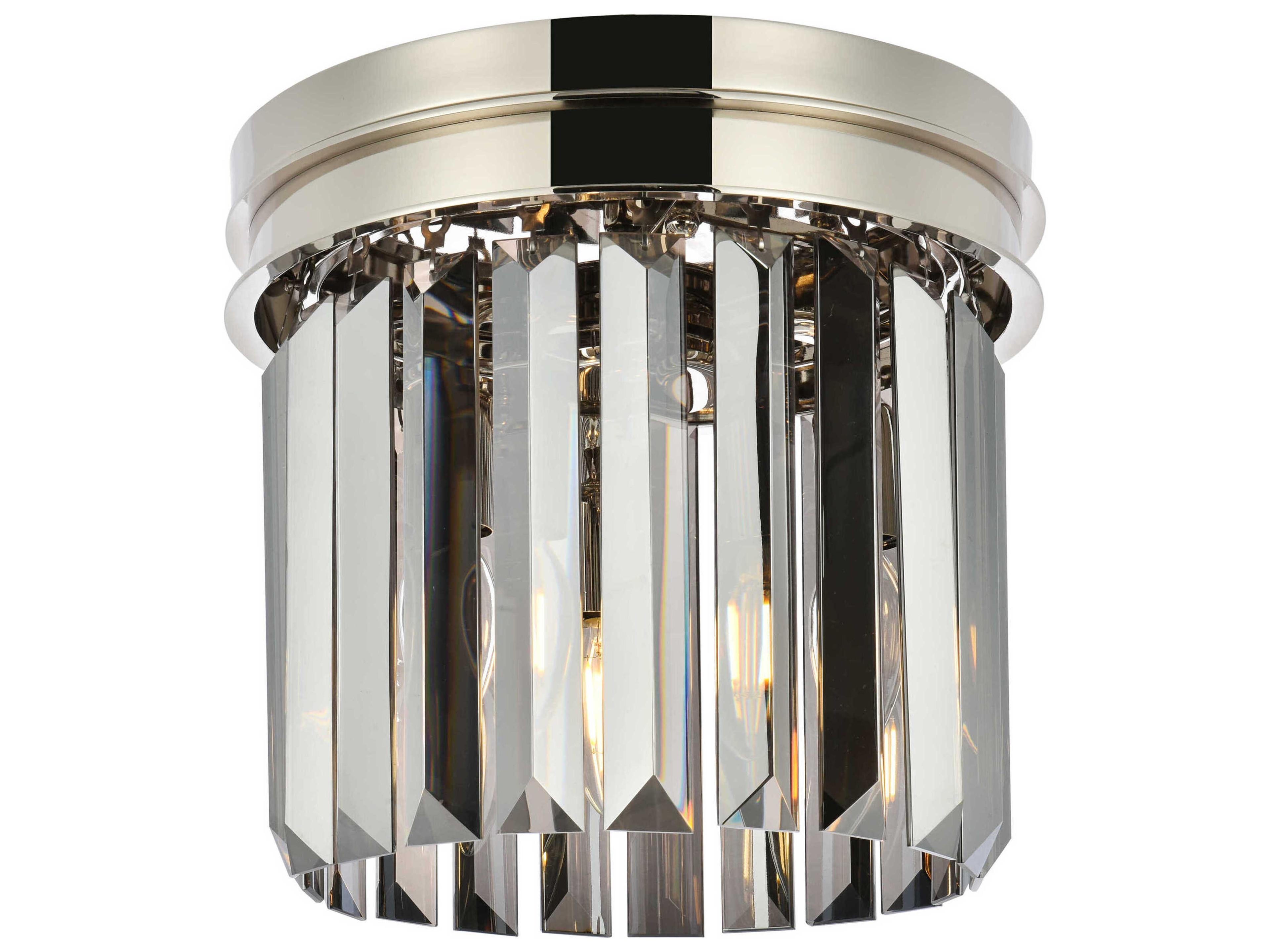 Sydney 3-Light Polished Nickel Silver Crystal Drum Flush Mount