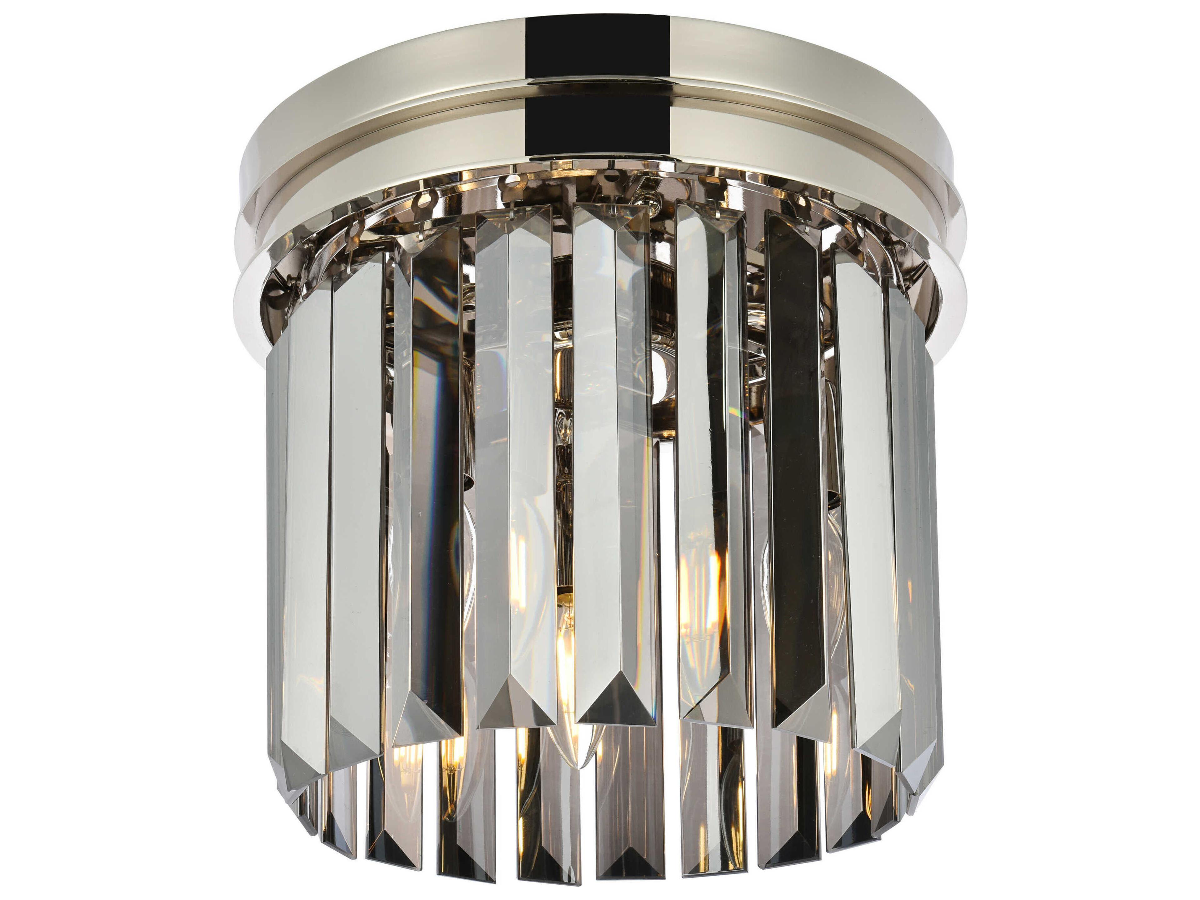 Elegant Lighting Sydney 3-Light Polished Nickel Silver Crystal Drum Flush Mount