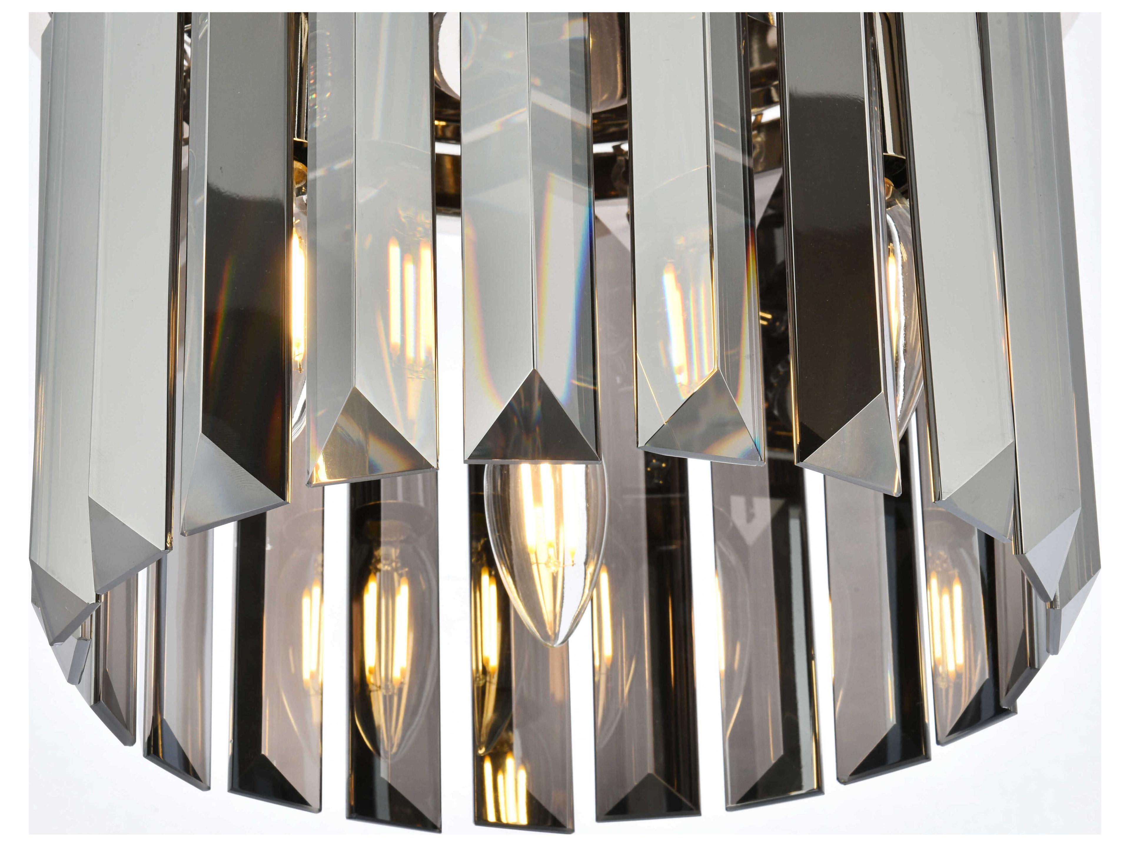 Elegant Lighting Sydney 3-Light Polished Nickel Silver Crystal Drum Flush Mount