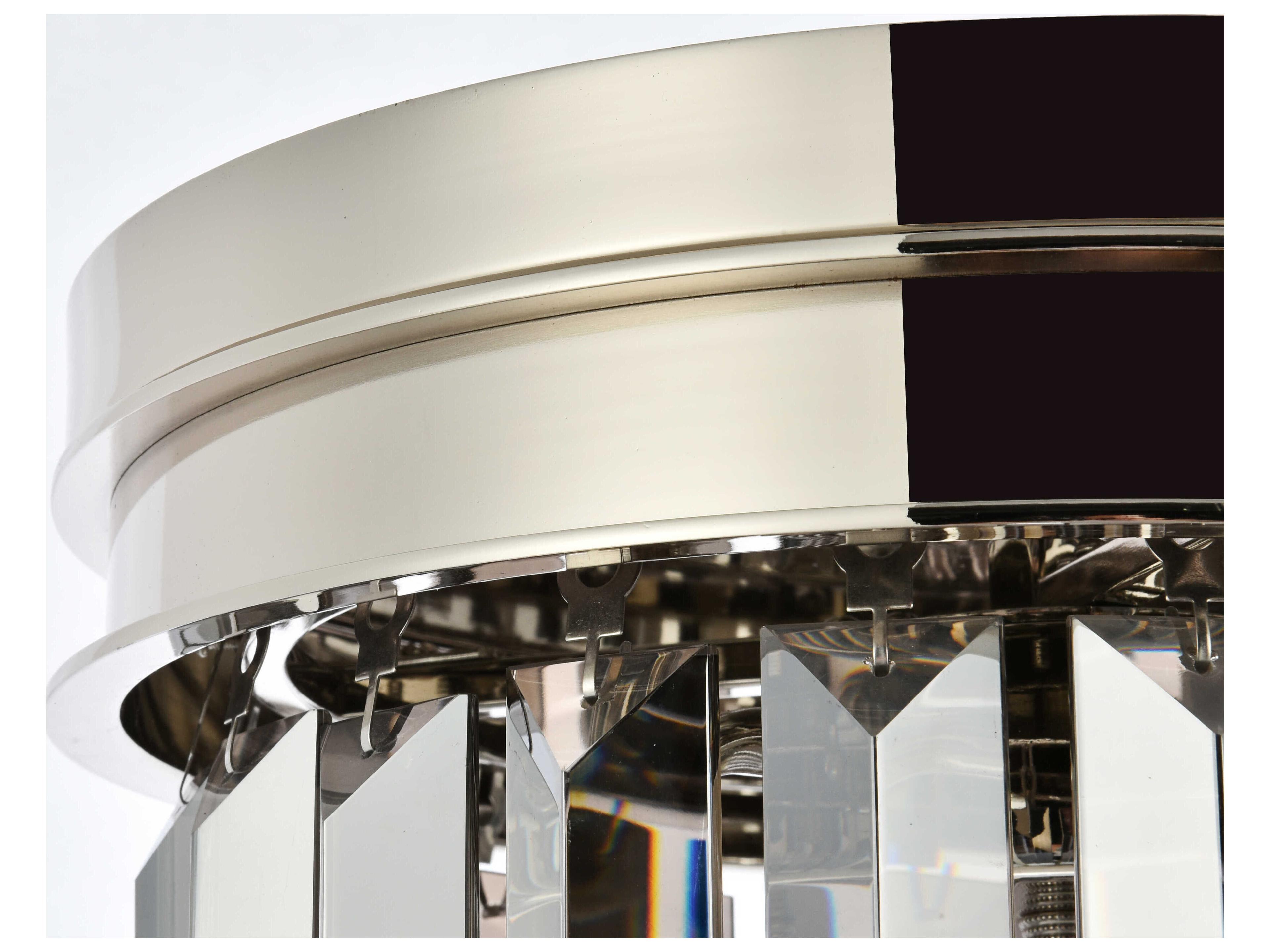 Elegant Lighting Sydney 3-Light Polished Nickel Silver Crystal Drum Flush Mount