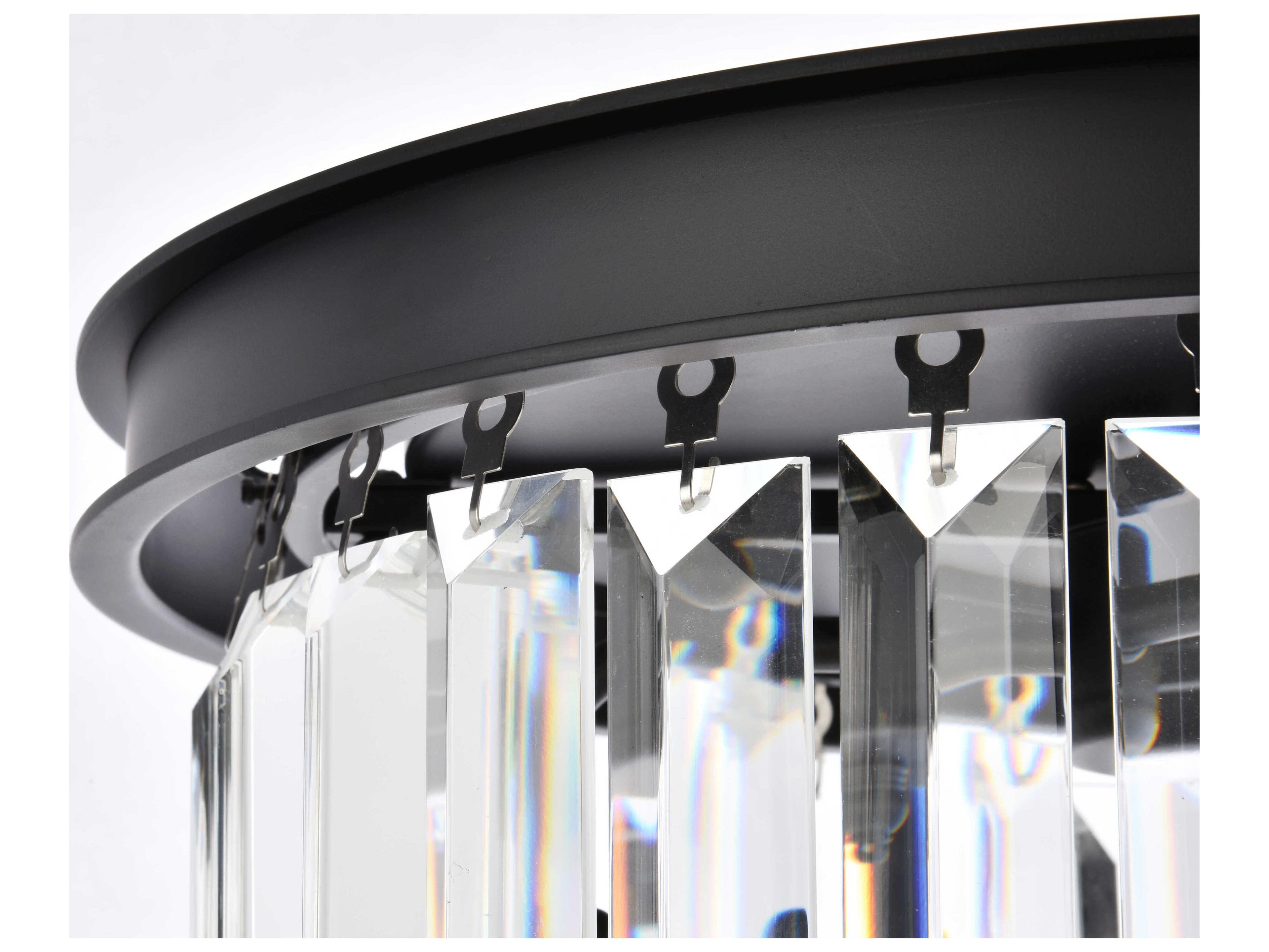Elegant Lighting Sydney 3-Light Matte Black Clear Crystal Drum Flush Mount