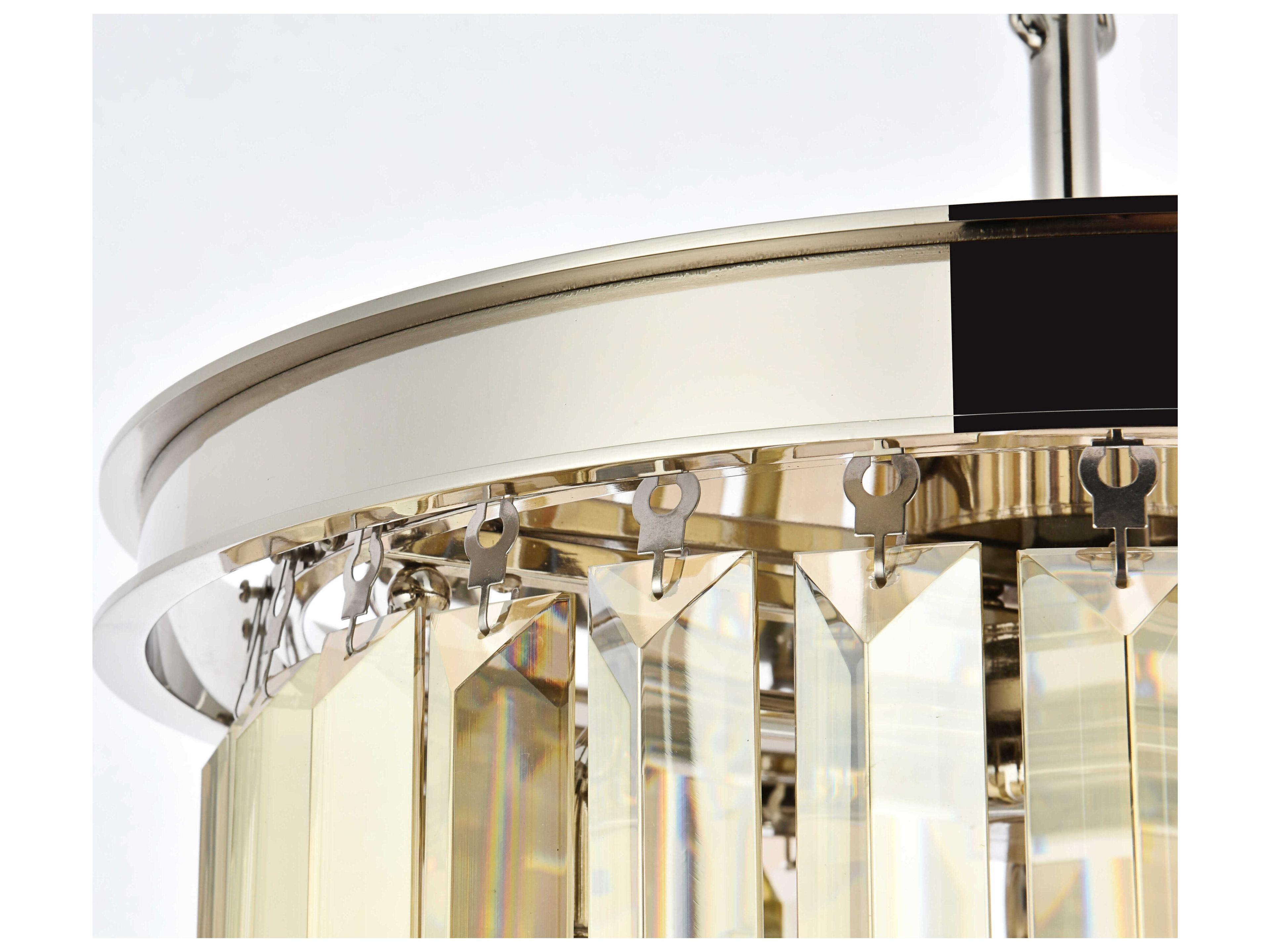 Elegant Lighting Sydney 3-Light Polished Nickel Gold Crystal Drum Flush Mount