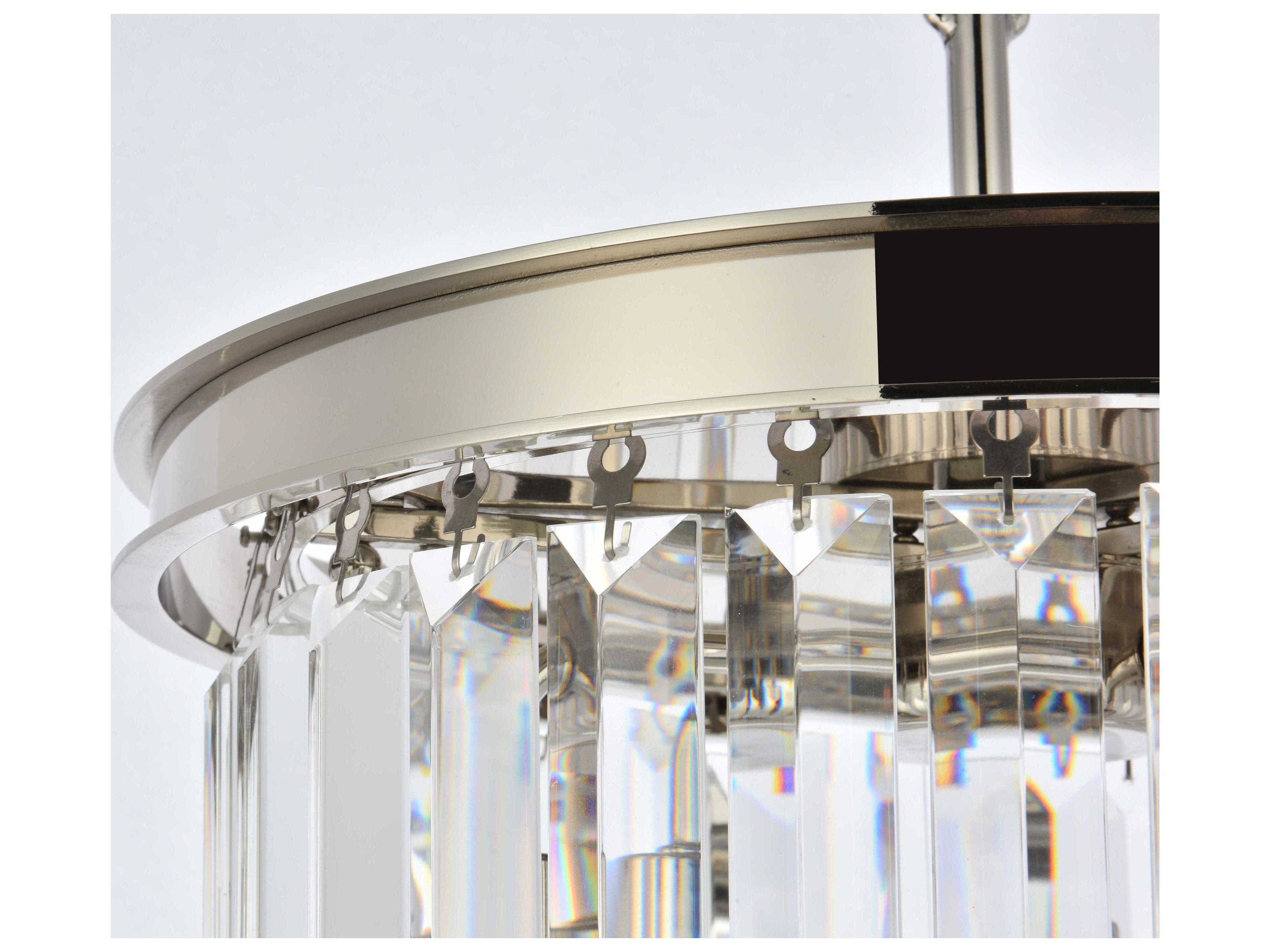 Elegant Lighting Sydney 3-Light Polished Nickel Clear Crystal Drum Flush Mount