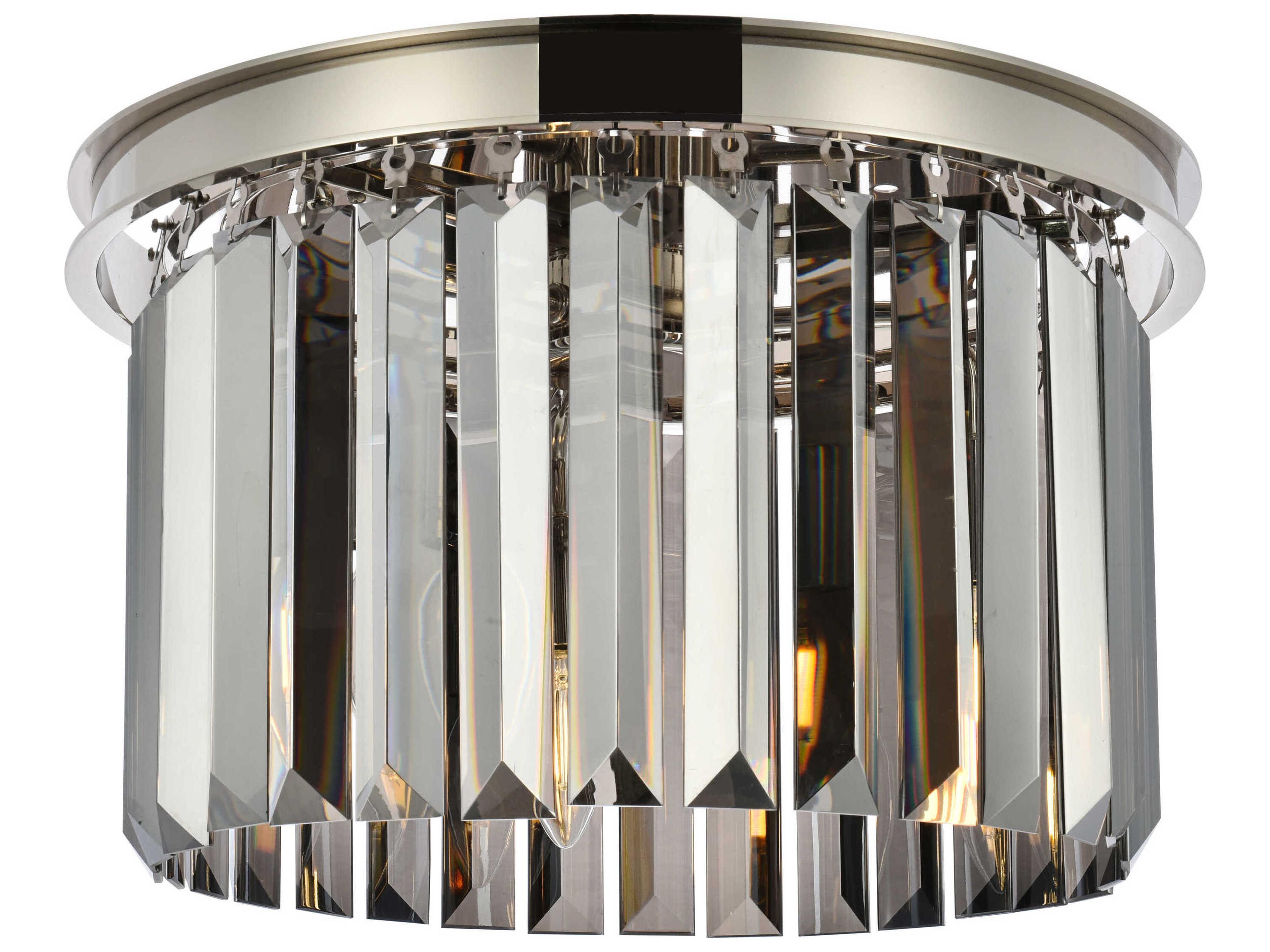 Elegant Lighting Sydney 3-Light Polished Nickel Silver Crystal Drum Flush Mount