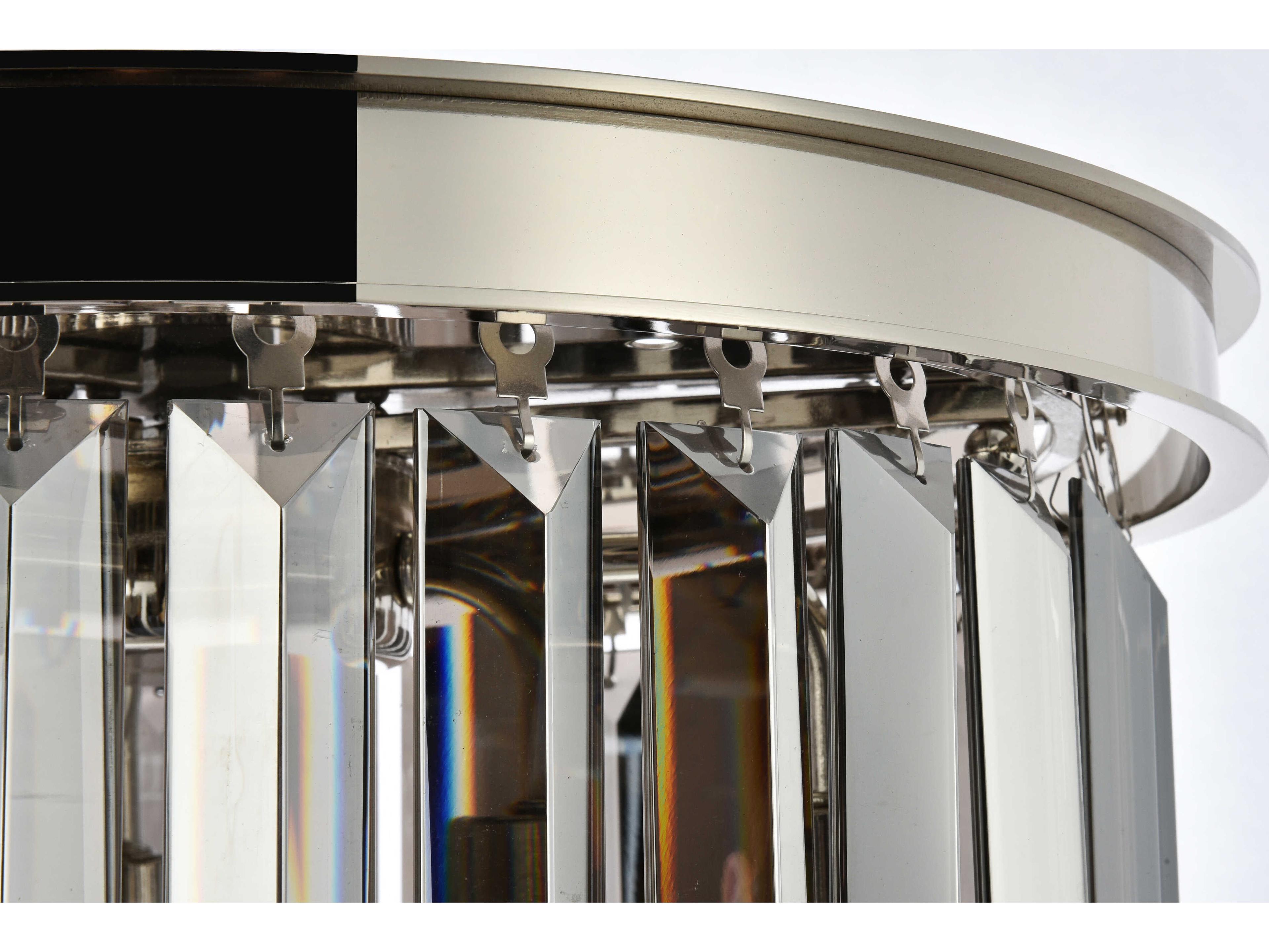 Elegant Lighting Sydney 3-Light Polished Nickel Silver Crystal Drum Flush Mount