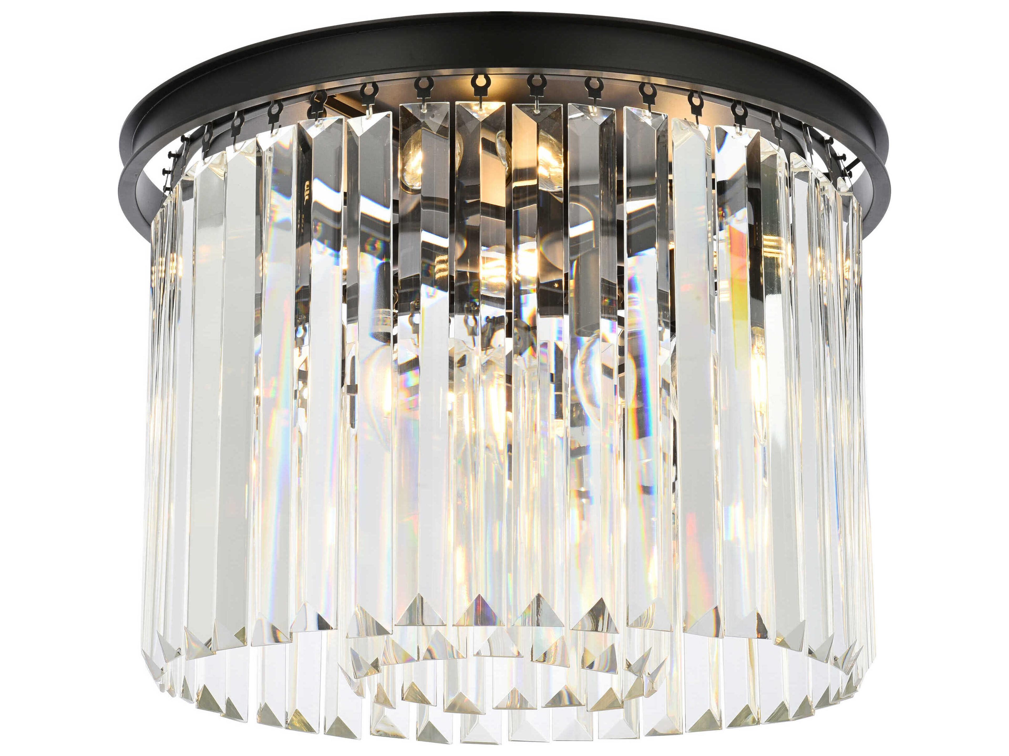 Sydney 6-Light Matte Black Clear Crystal Drum Flush Mount