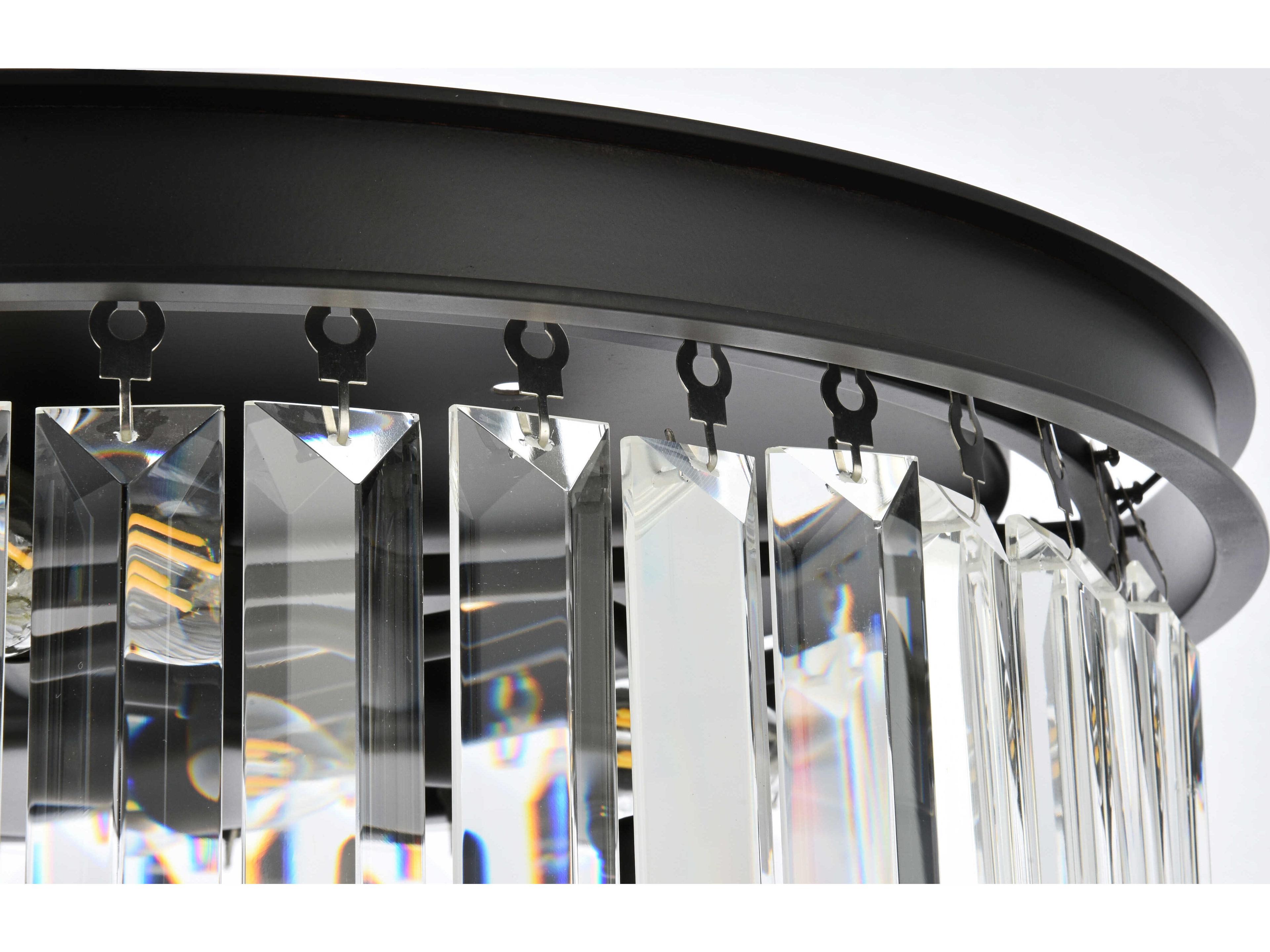Elegant Lighting Sydney 6-Light Matte Black Clear Crystal Drum Flush Mount