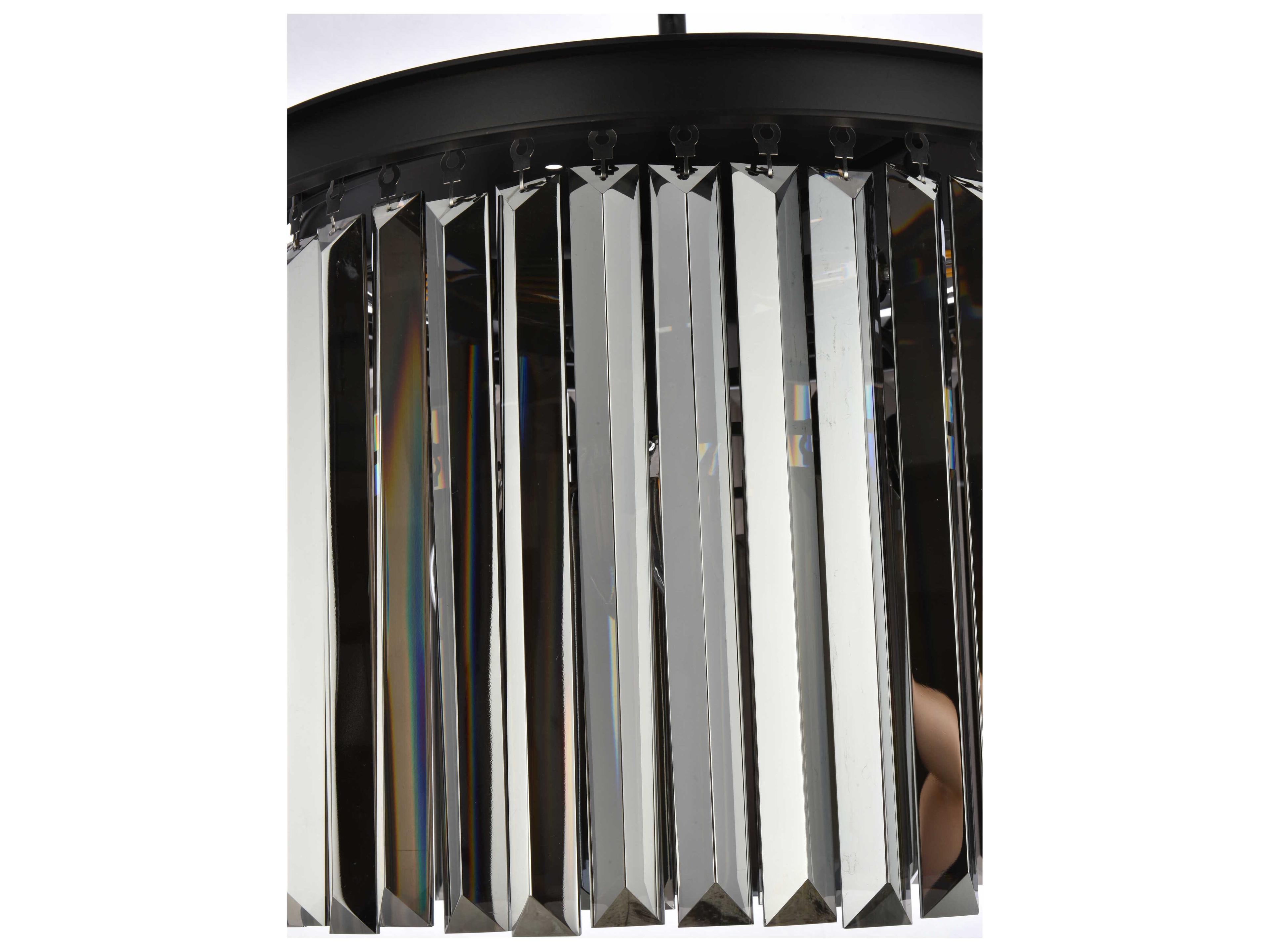 Elegant Lighting Sydney 6-Light Matte Black Silver Crystal Drum Flush Mount
