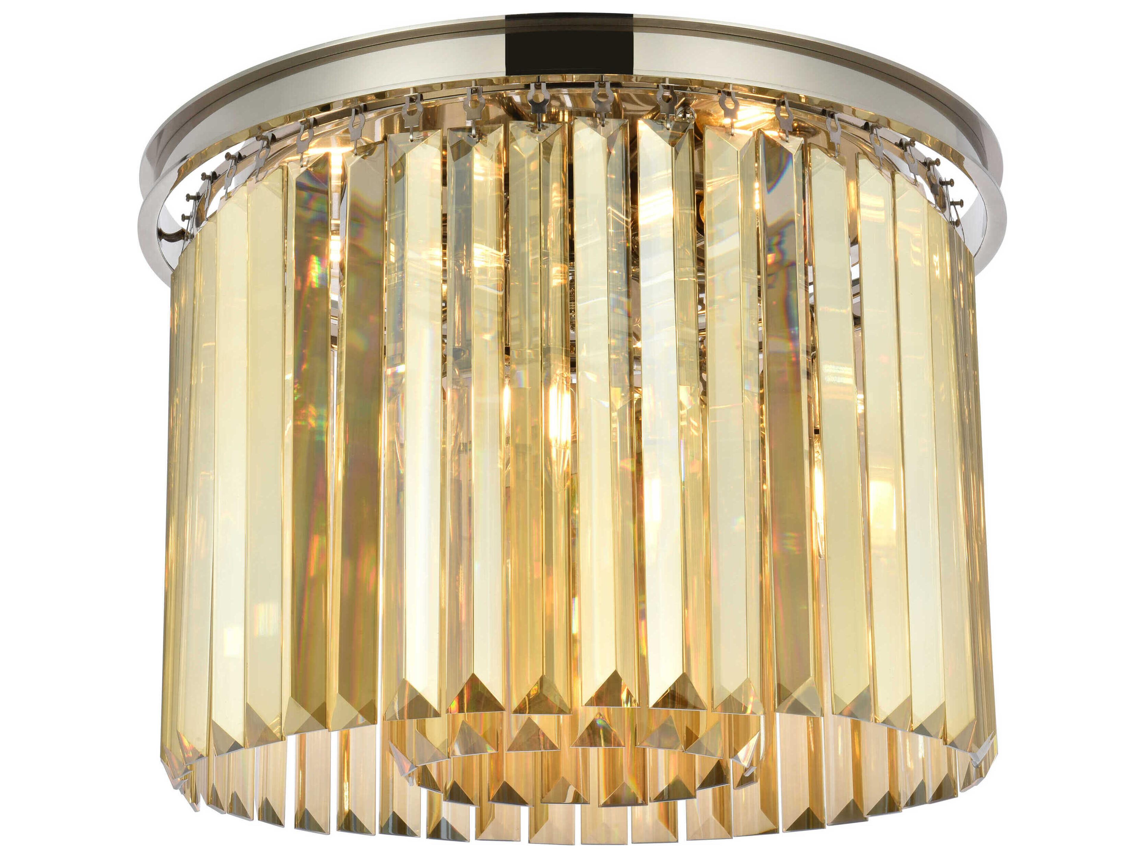 Sydney 6-Light Polished Nickel Gold Crystal Drum Flush Mount