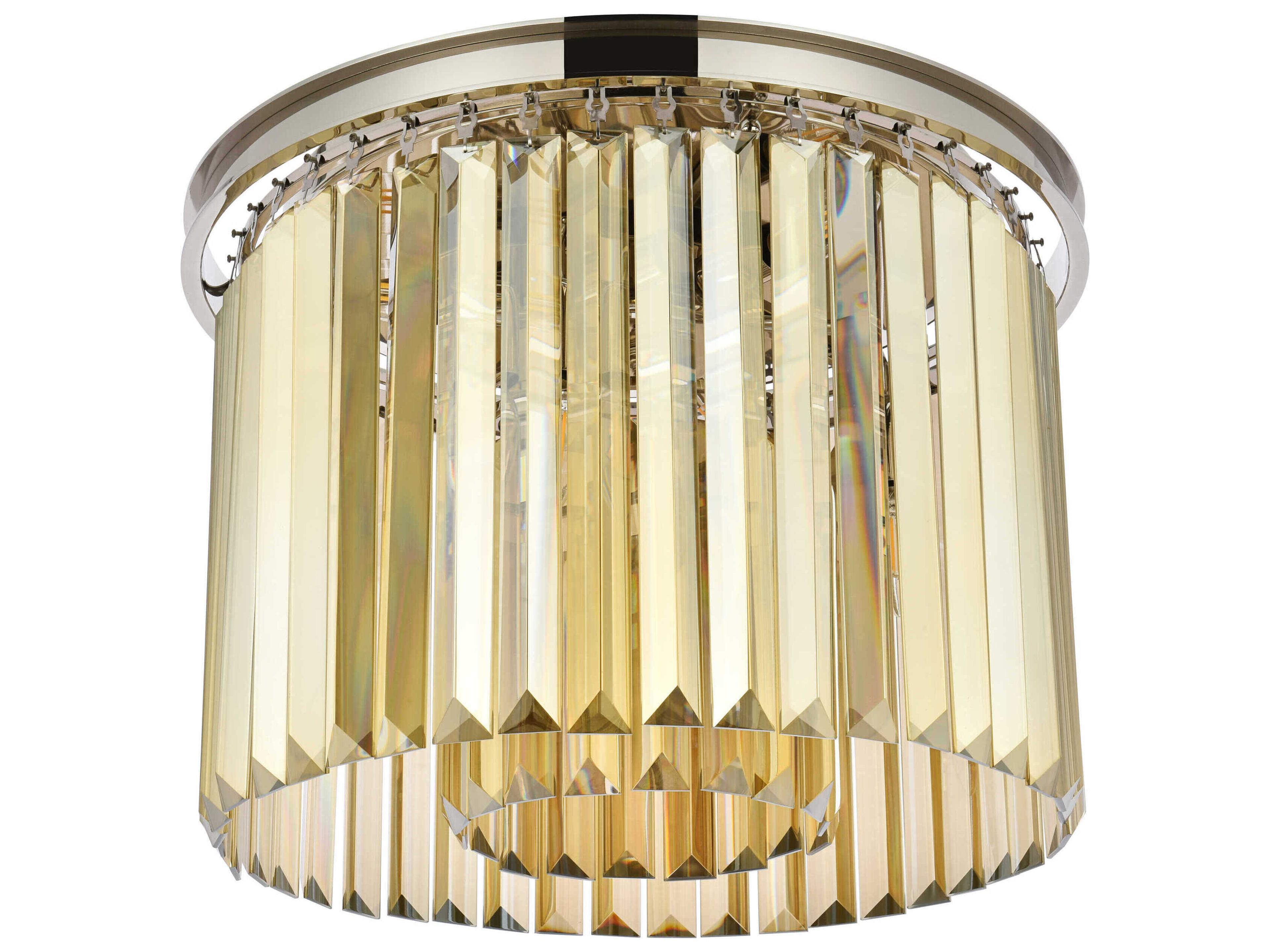 Elegant Lighting Sydney 6-Light Polished Nickel Gold Crystal Drum Flush Mount