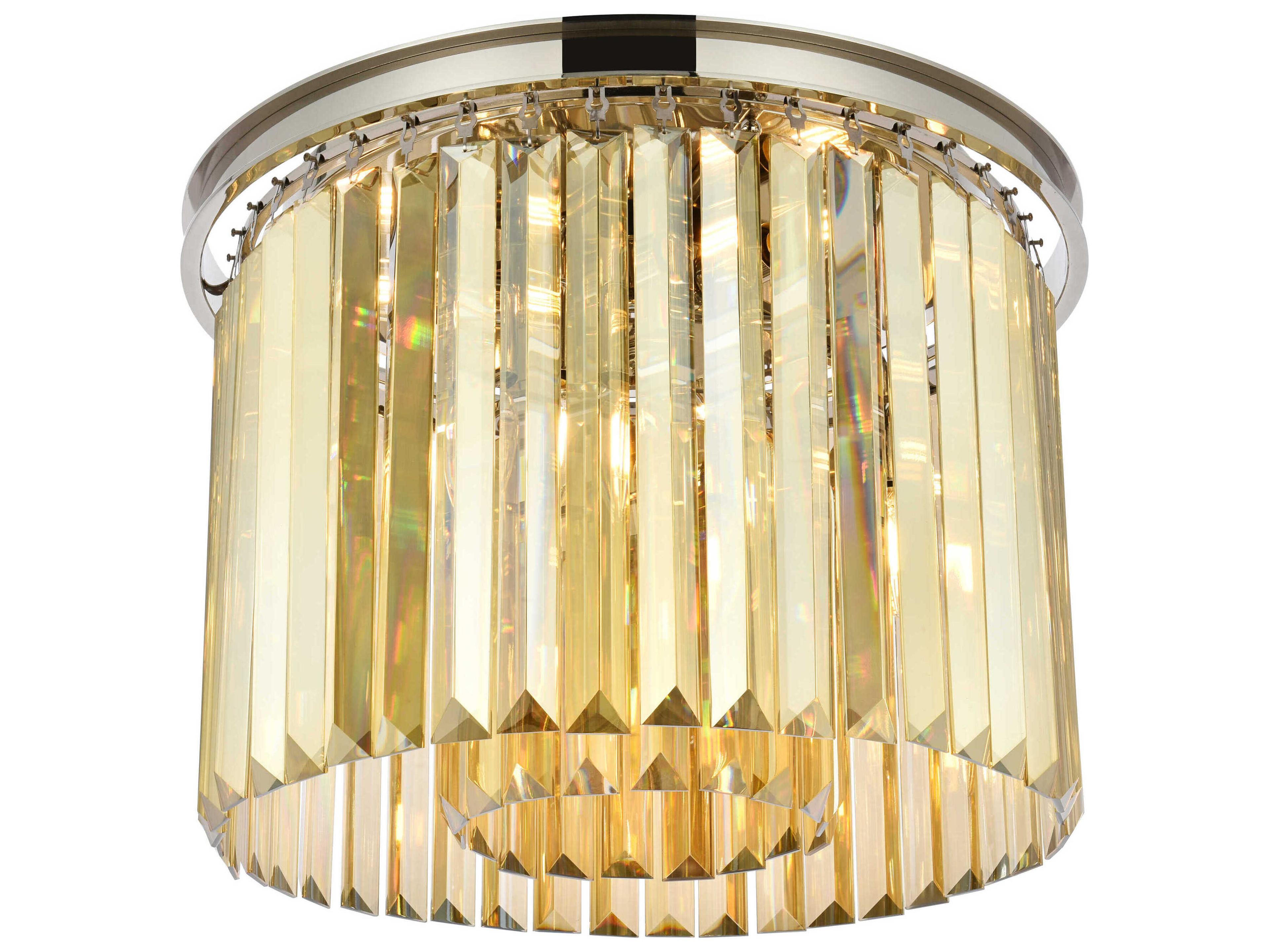 Elegant Lighting Sydney 6-Light Polished Nickel Gold Crystal Drum Flush Mount