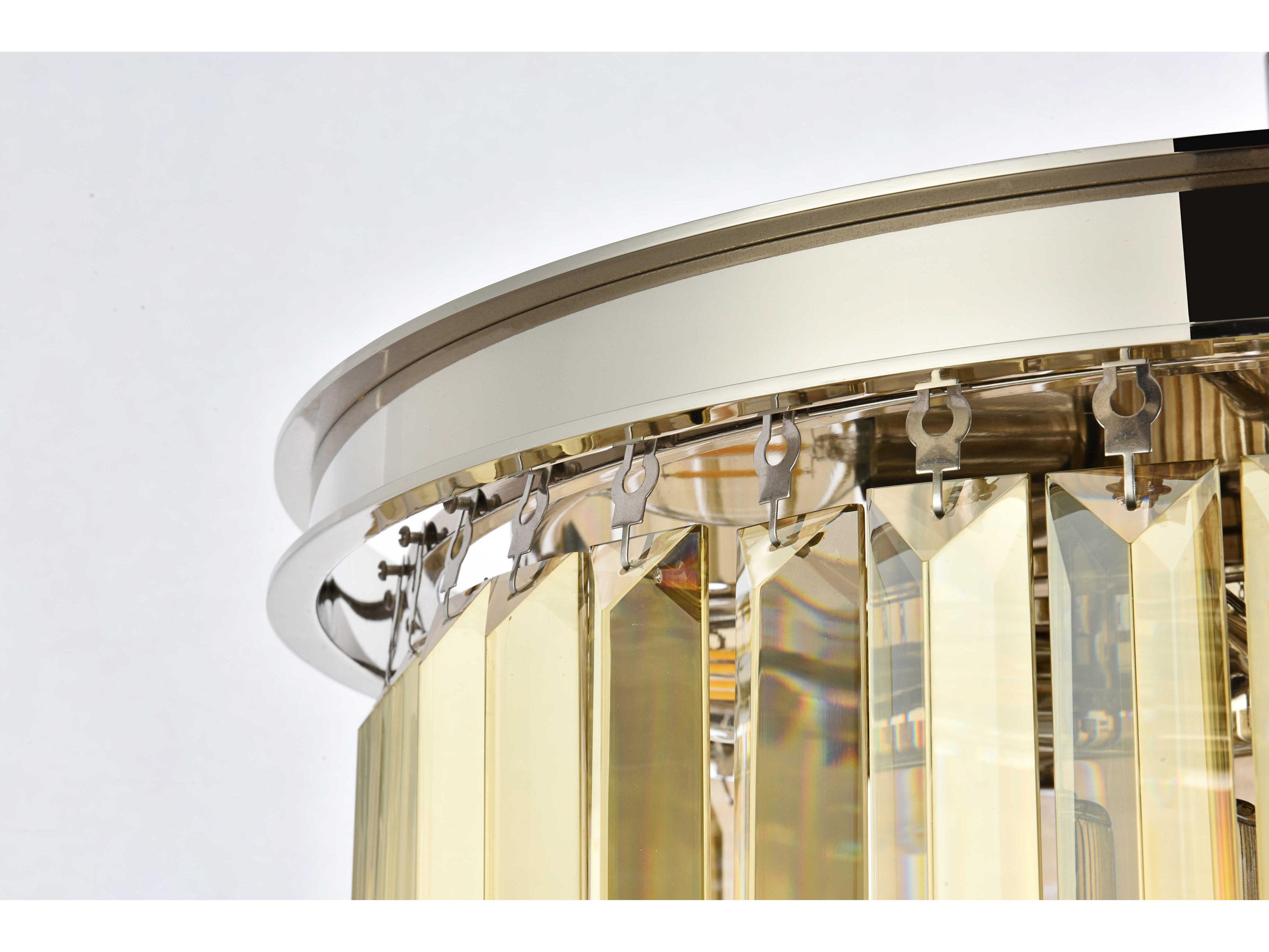 Elegant Lighting Sydney 6-Light Polished Nickel Gold Crystal Drum Flush Mount