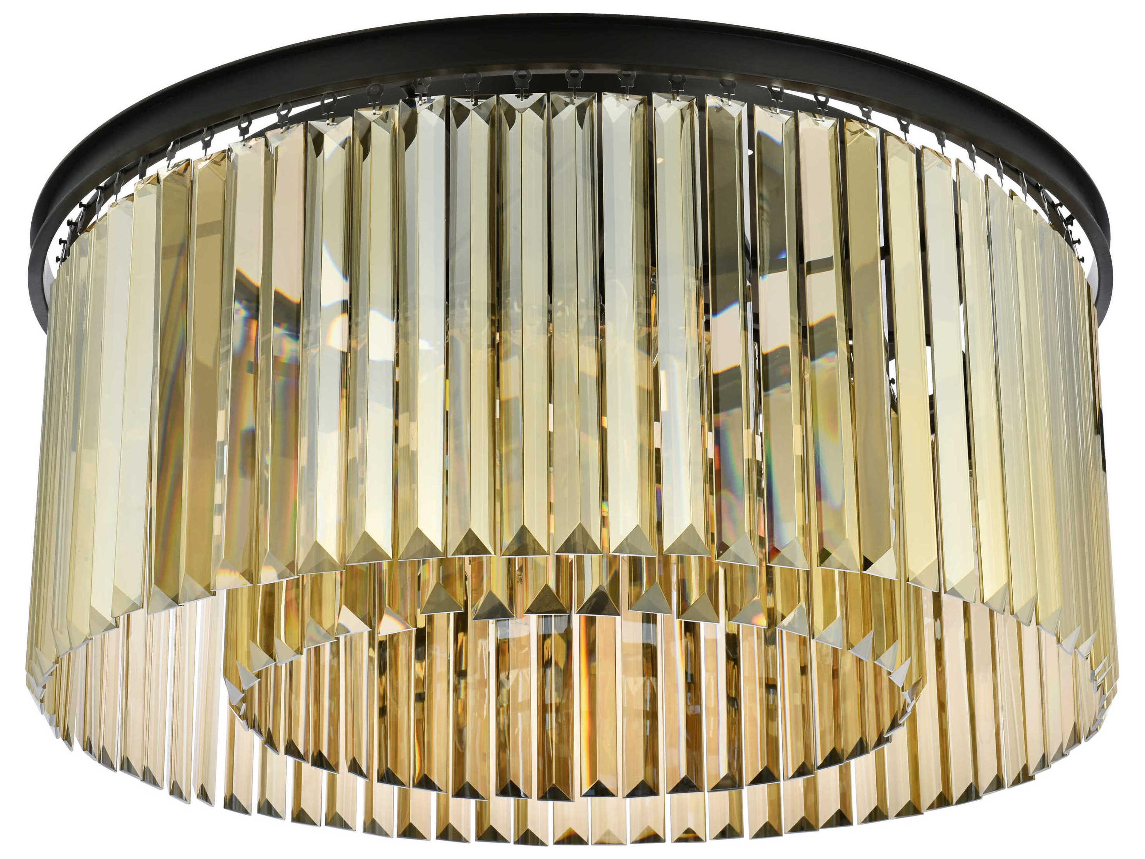 Elegant Lighting Sydney 8-Light Matte Black Gold Crystal Drum Flush Mount