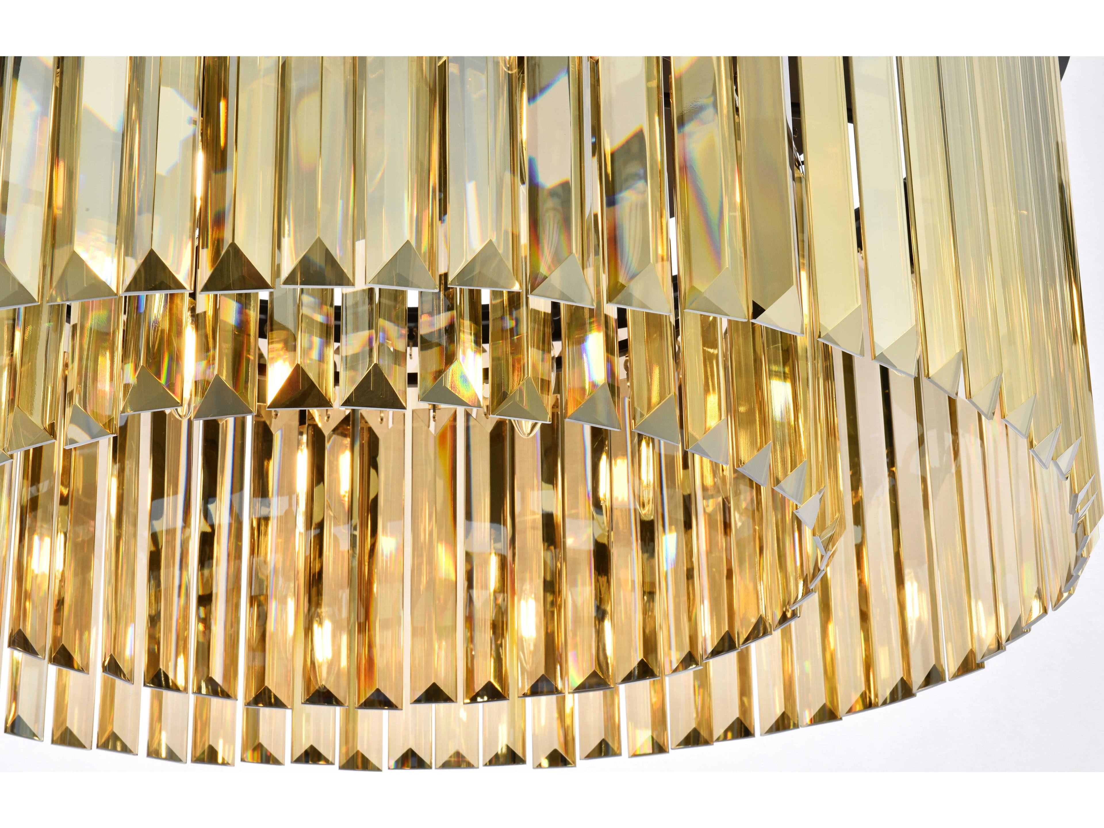 Elegant Lighting Sydney 8-Light Matte Black Gold Crystal Drum Flush Mount