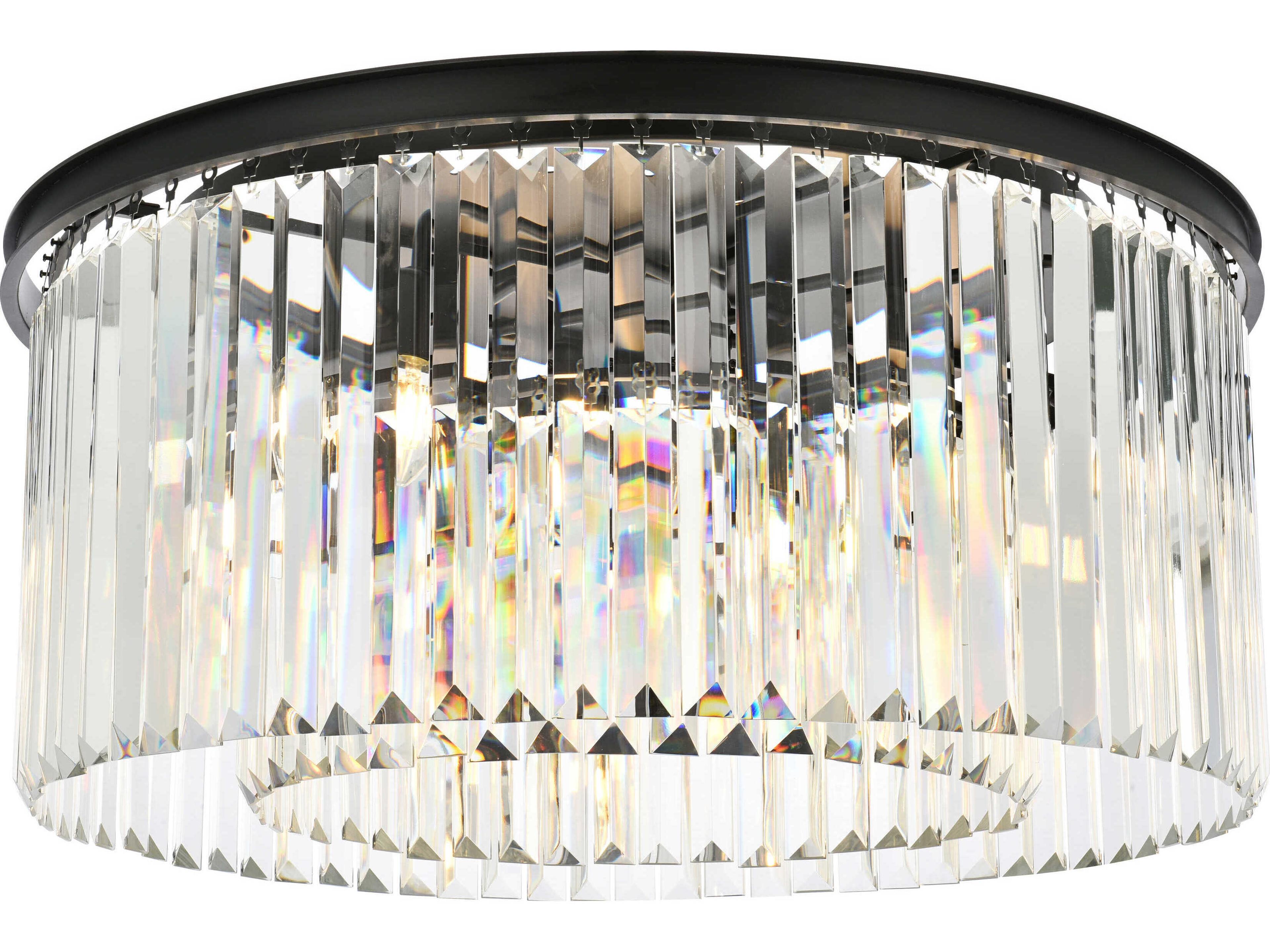 Sydney 8-Light Matte Black Clear Crystal Drum Flush Mount