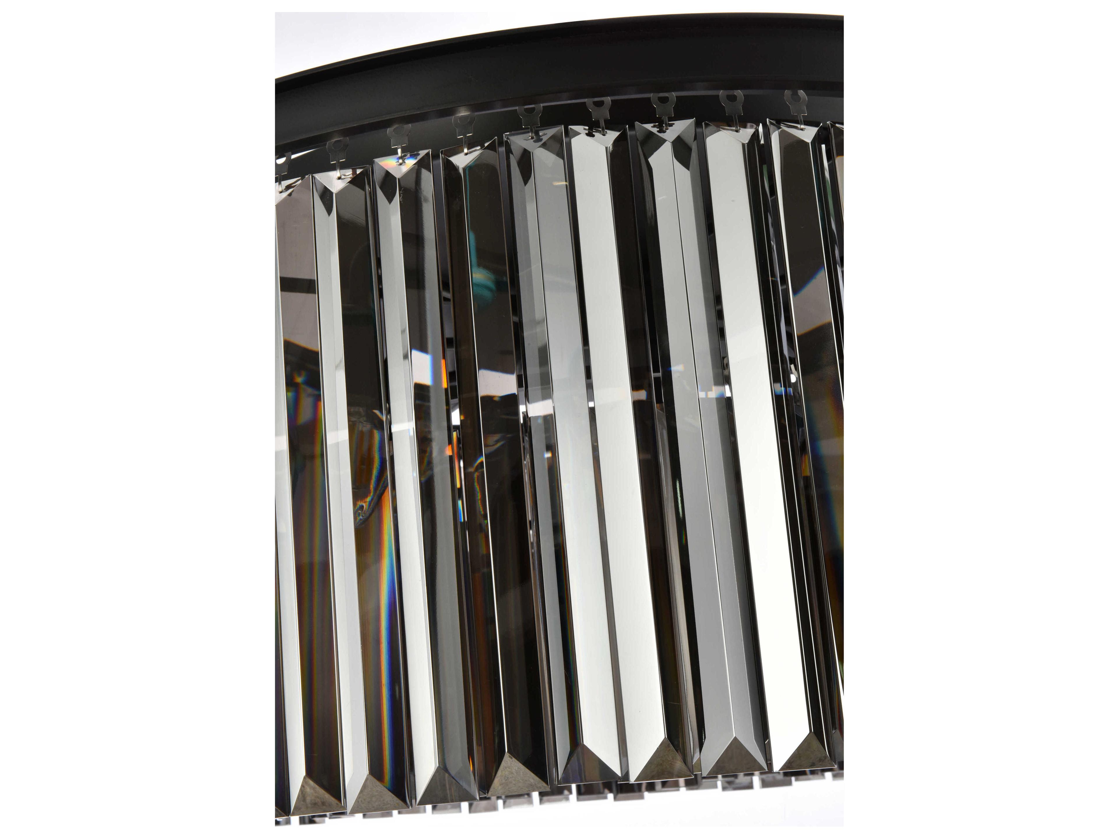 Elegant Lighting Sydney 8-Light Matte Black Silver Crystal Drum Flush Mount