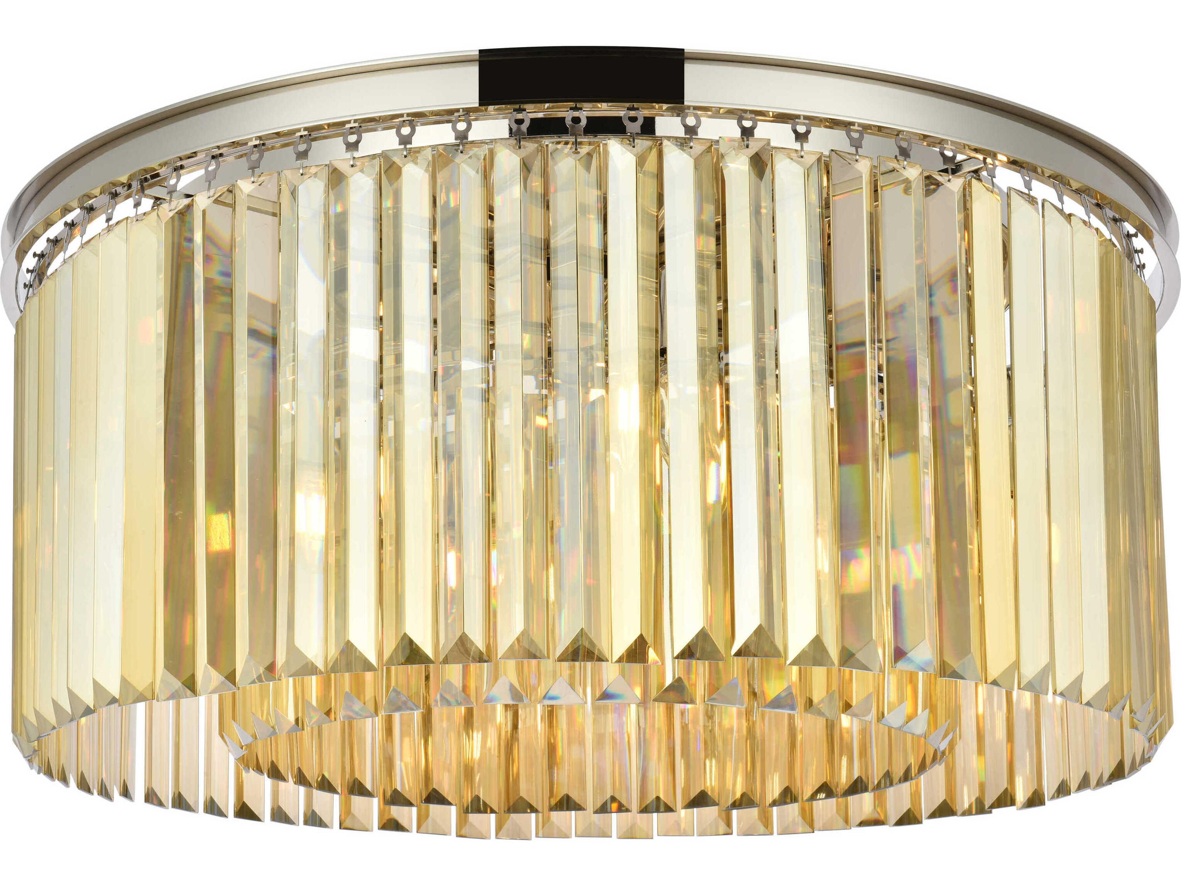 Sydney 8-Light Polished Nickel Gold Crystal Drum Flush Mount