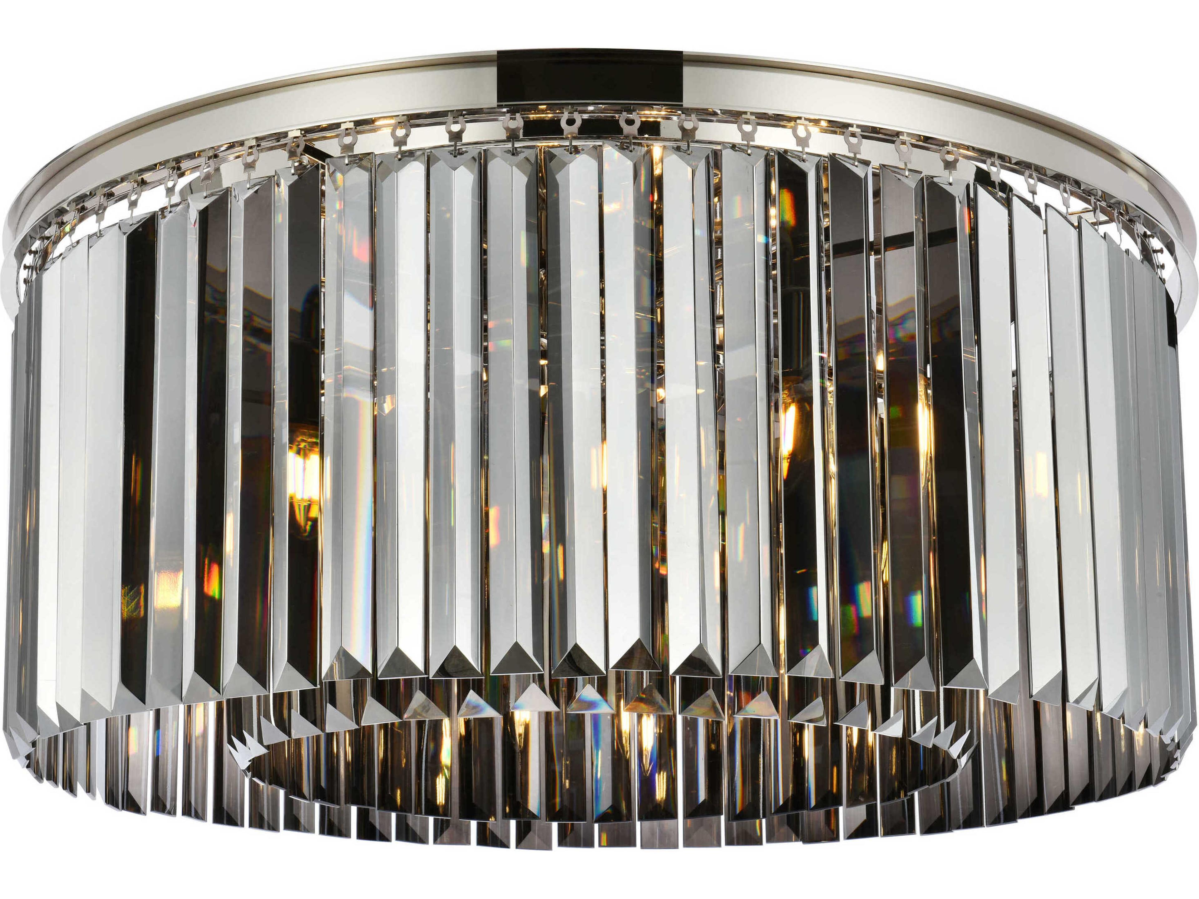 Sydney 8-Light Polished Nickel Silver Crystal Drum Flush Mount