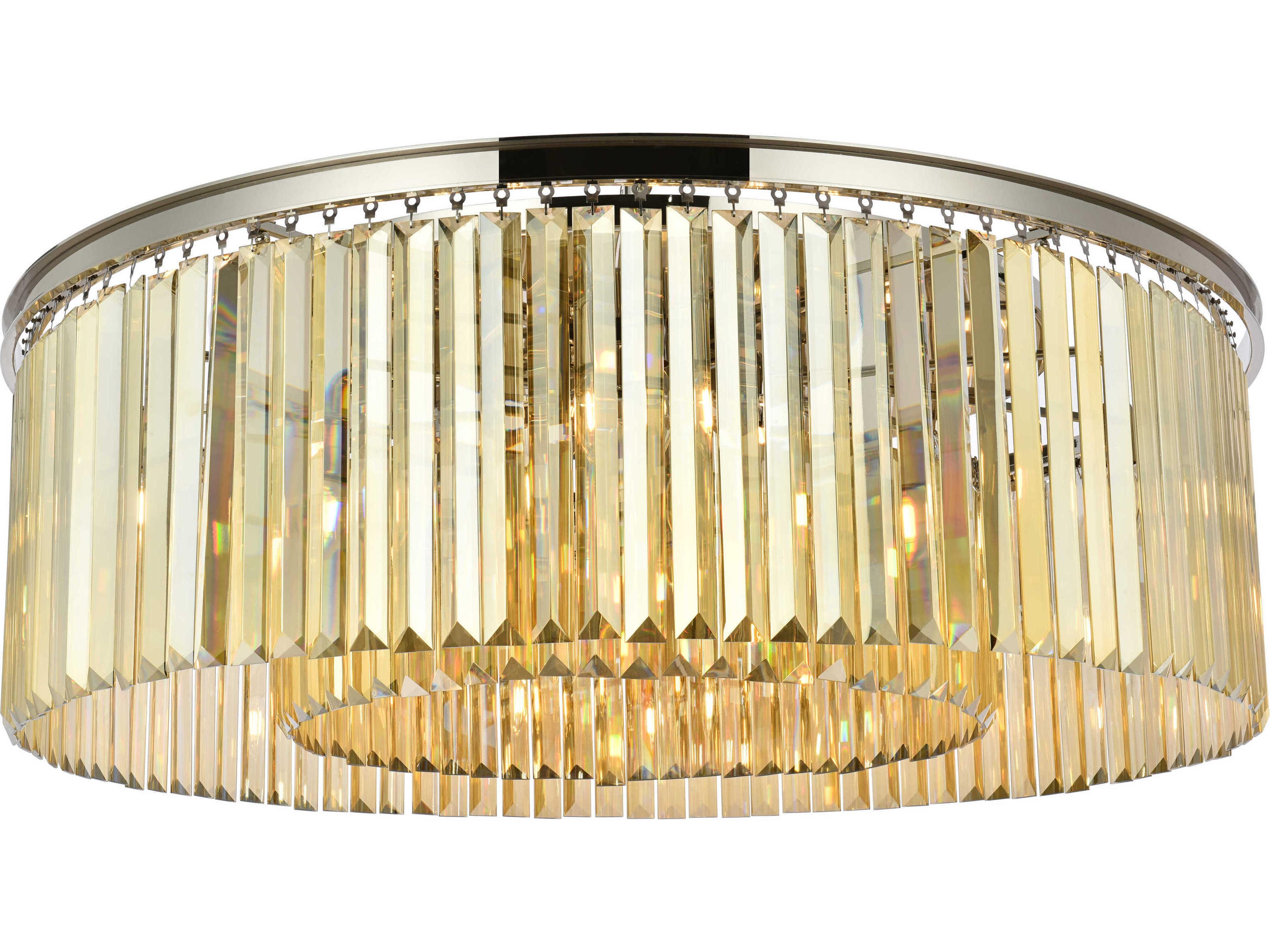 Sydney 10-Light Polished Nickel Gold Crystal Drum Flush Mount