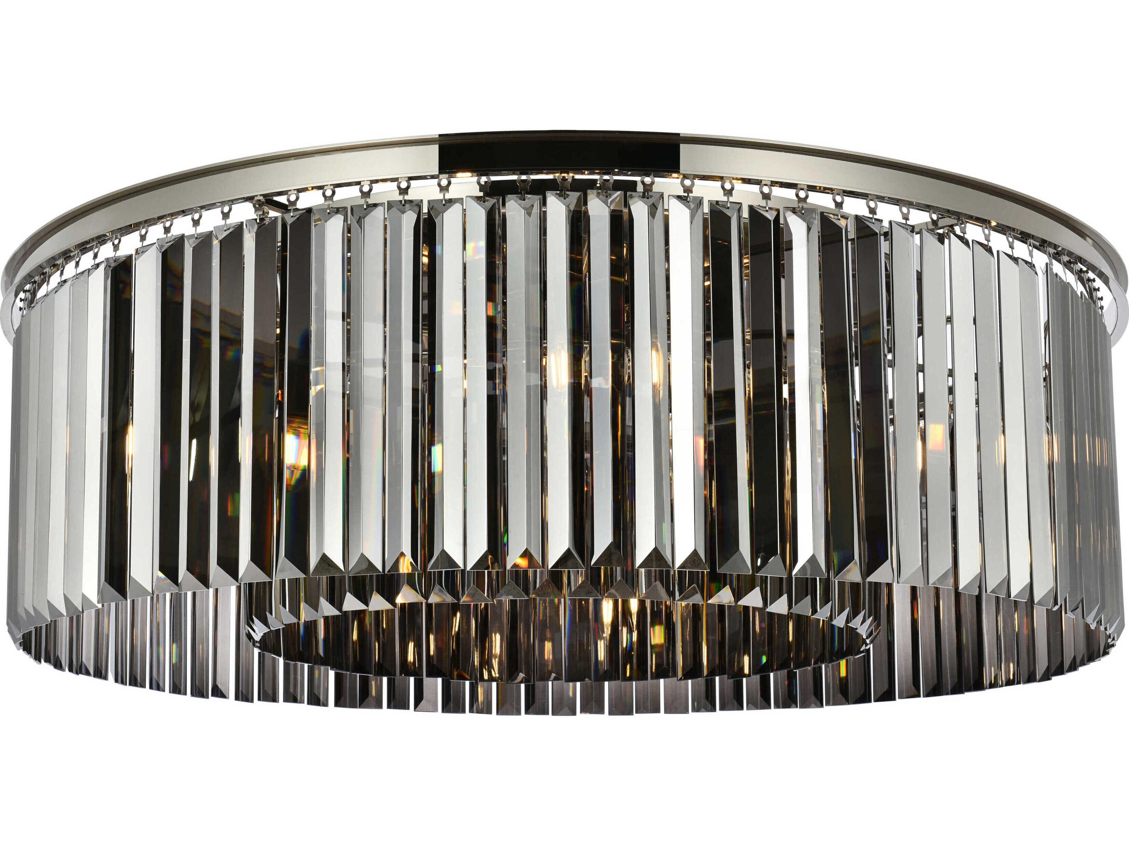 Sydney 10-Light Polished Nickel Silver Crystal Drum Flush Mount