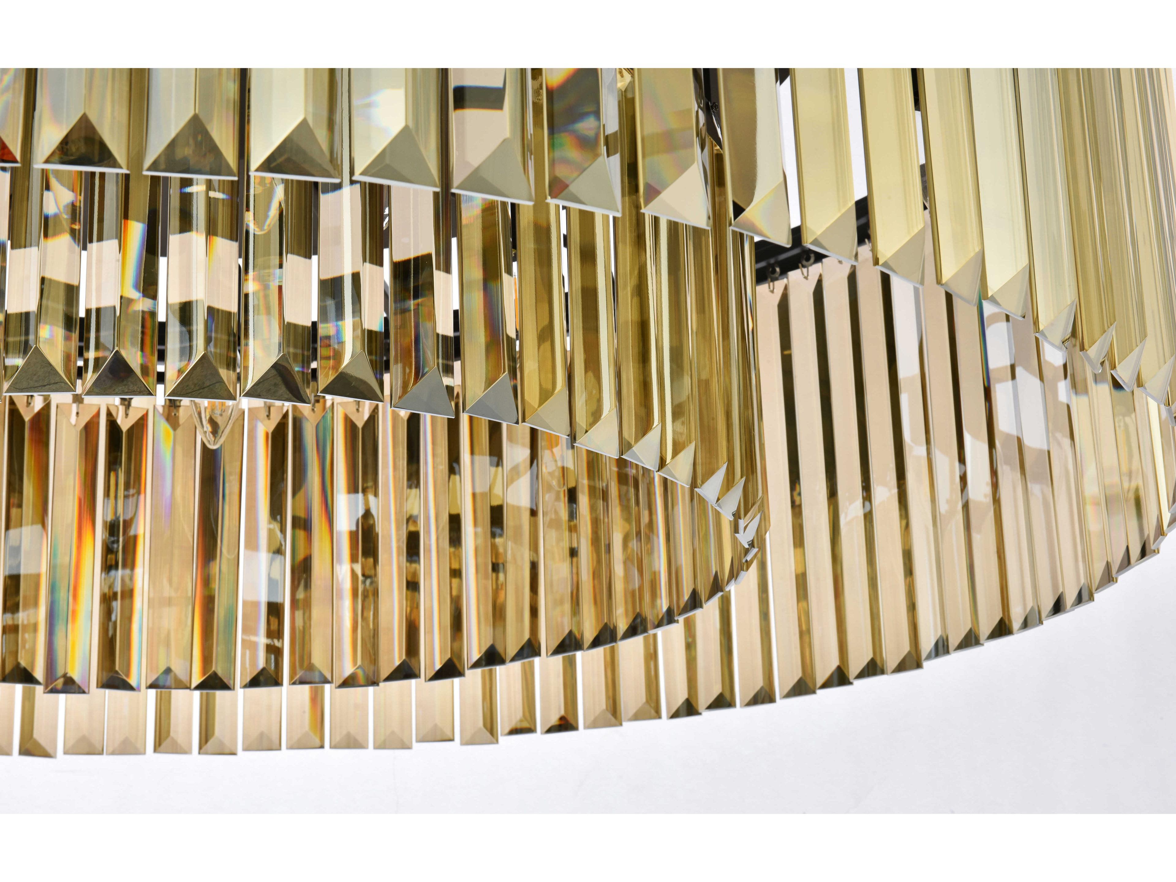 Elegant Lighting Sydney 10-Light Matte Black Gold Crystal Drum Pendant