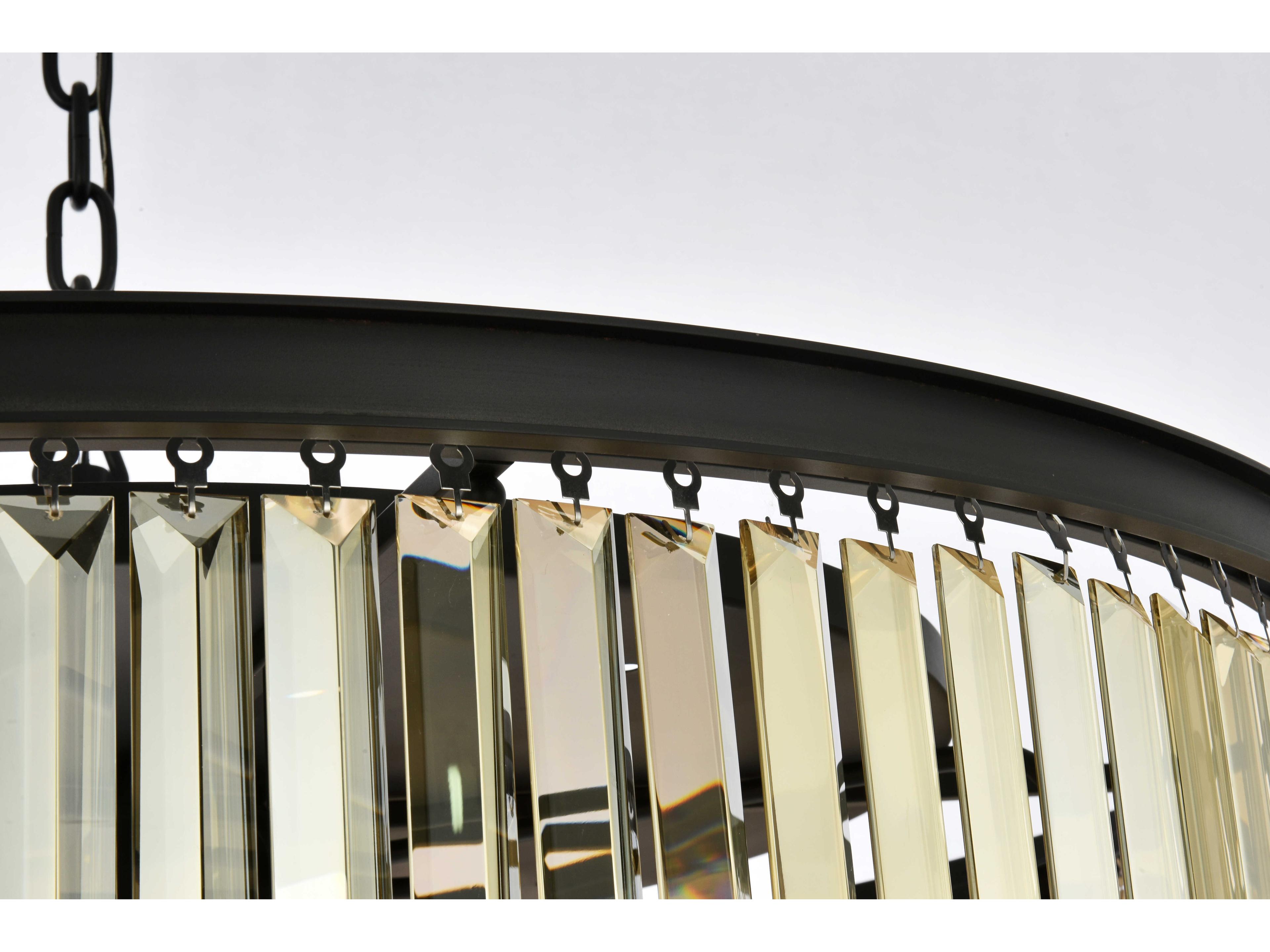 Elegant Lighting Sydney 10-Light Matte Black Gold Crystal Drum Pendant