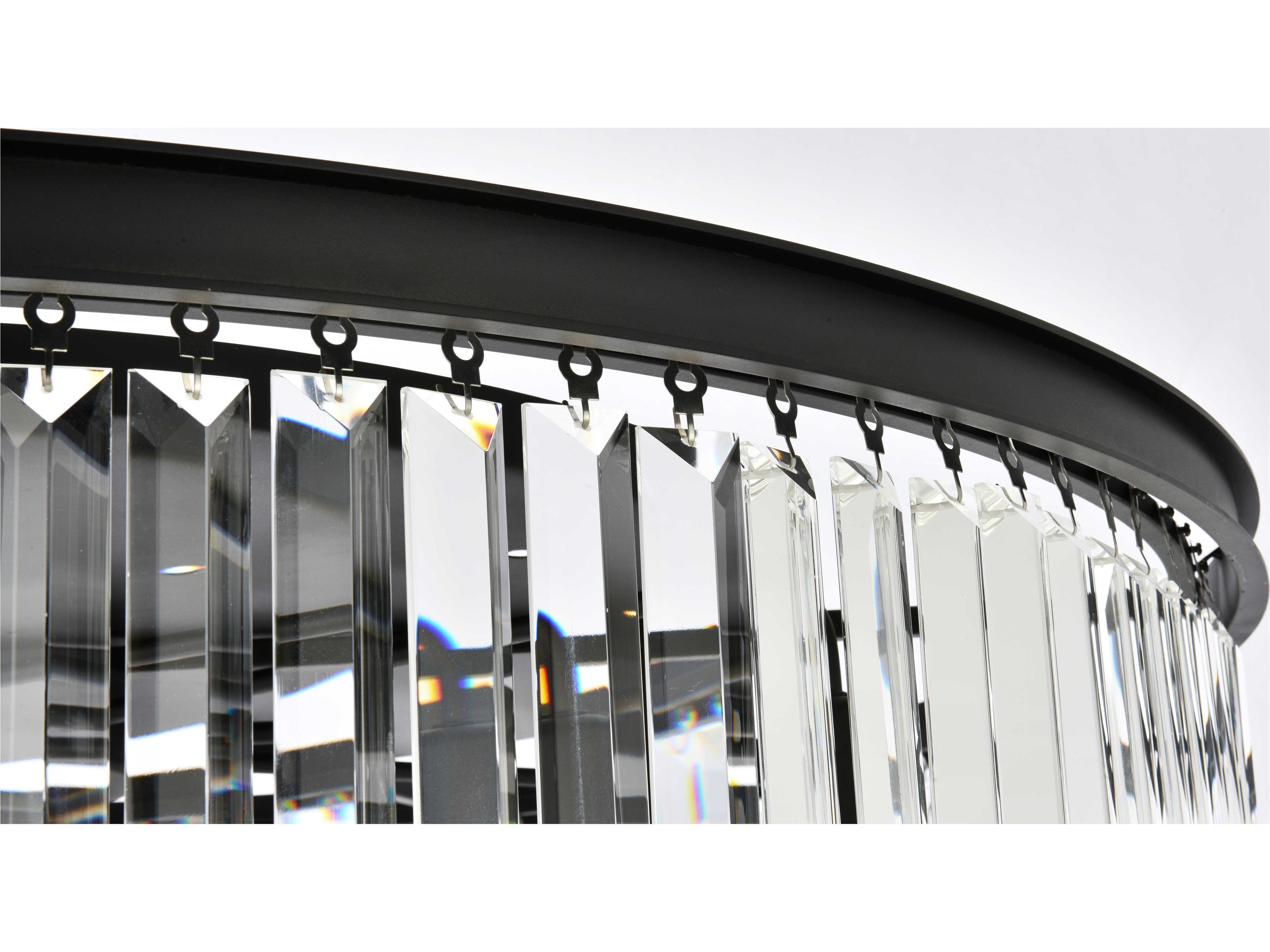 Elegant Lighting Sydney 10-Light Matte Black Clear Crystal Drum Pendant