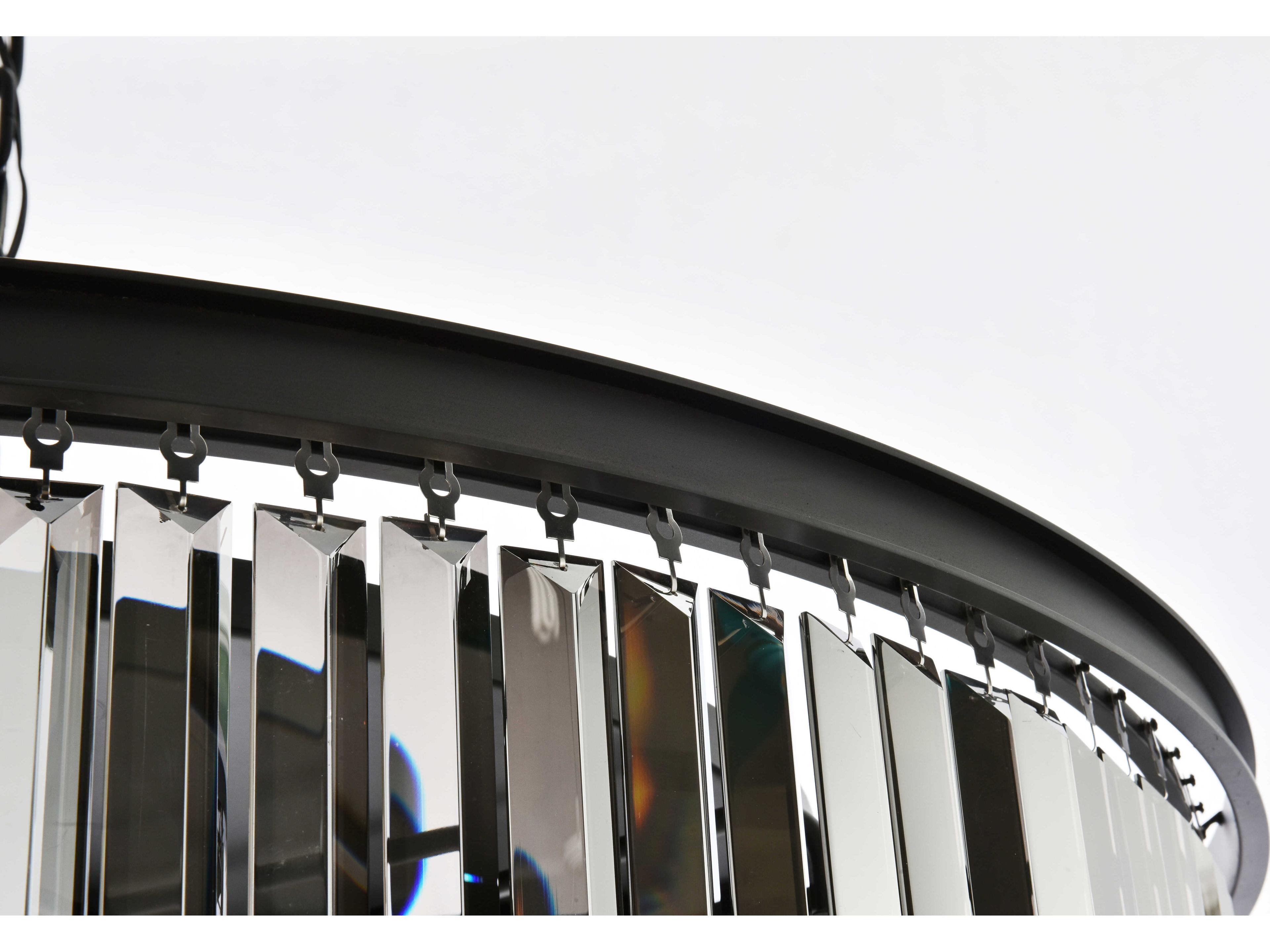 Elegant Lighting Sydney 10-Light Matte Black Silver Crystal Drum Pendant