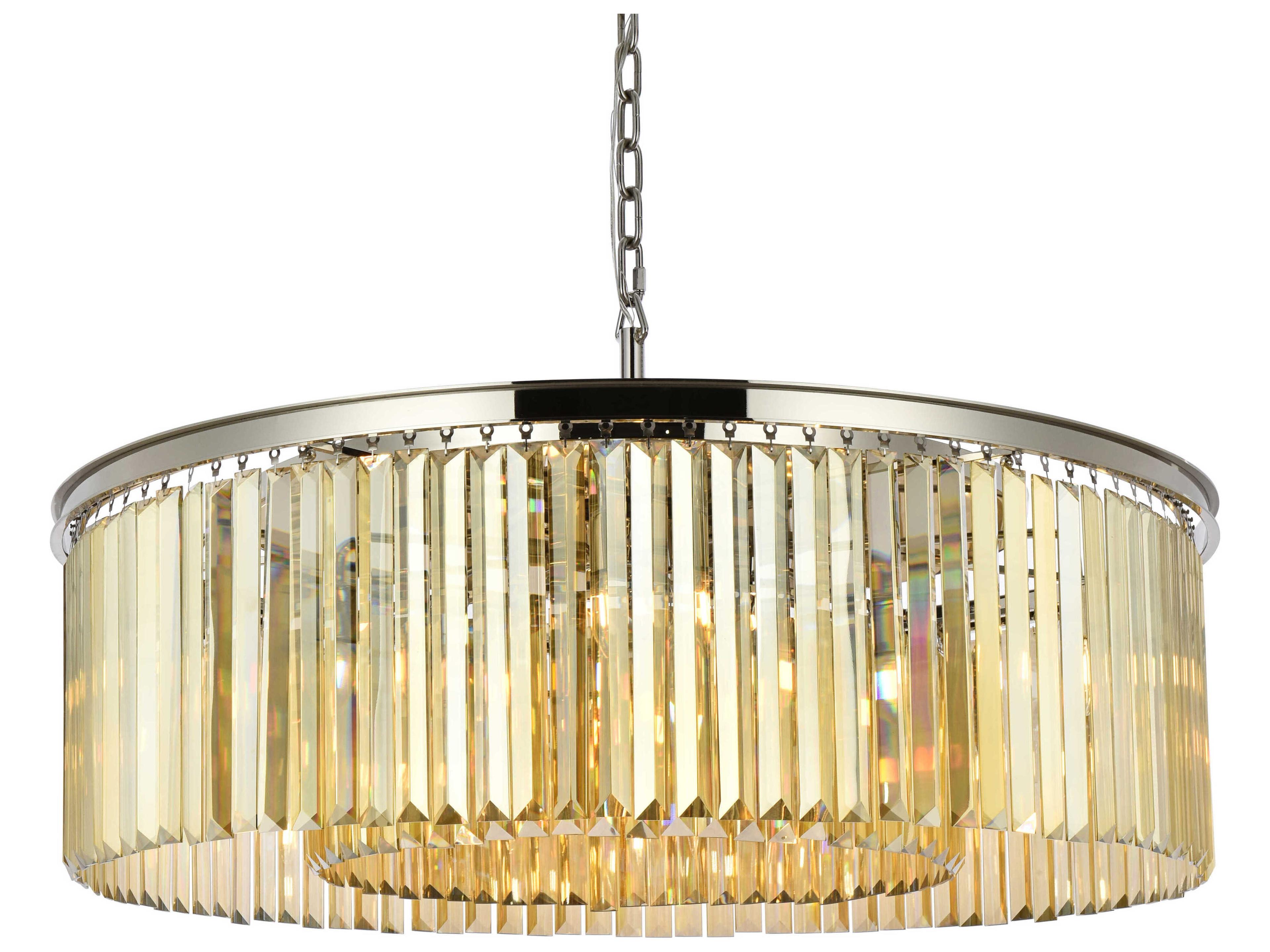 Elegant Lighting Sydney 10-Light Polished Nickel Gold Crystal Drum Pendant
