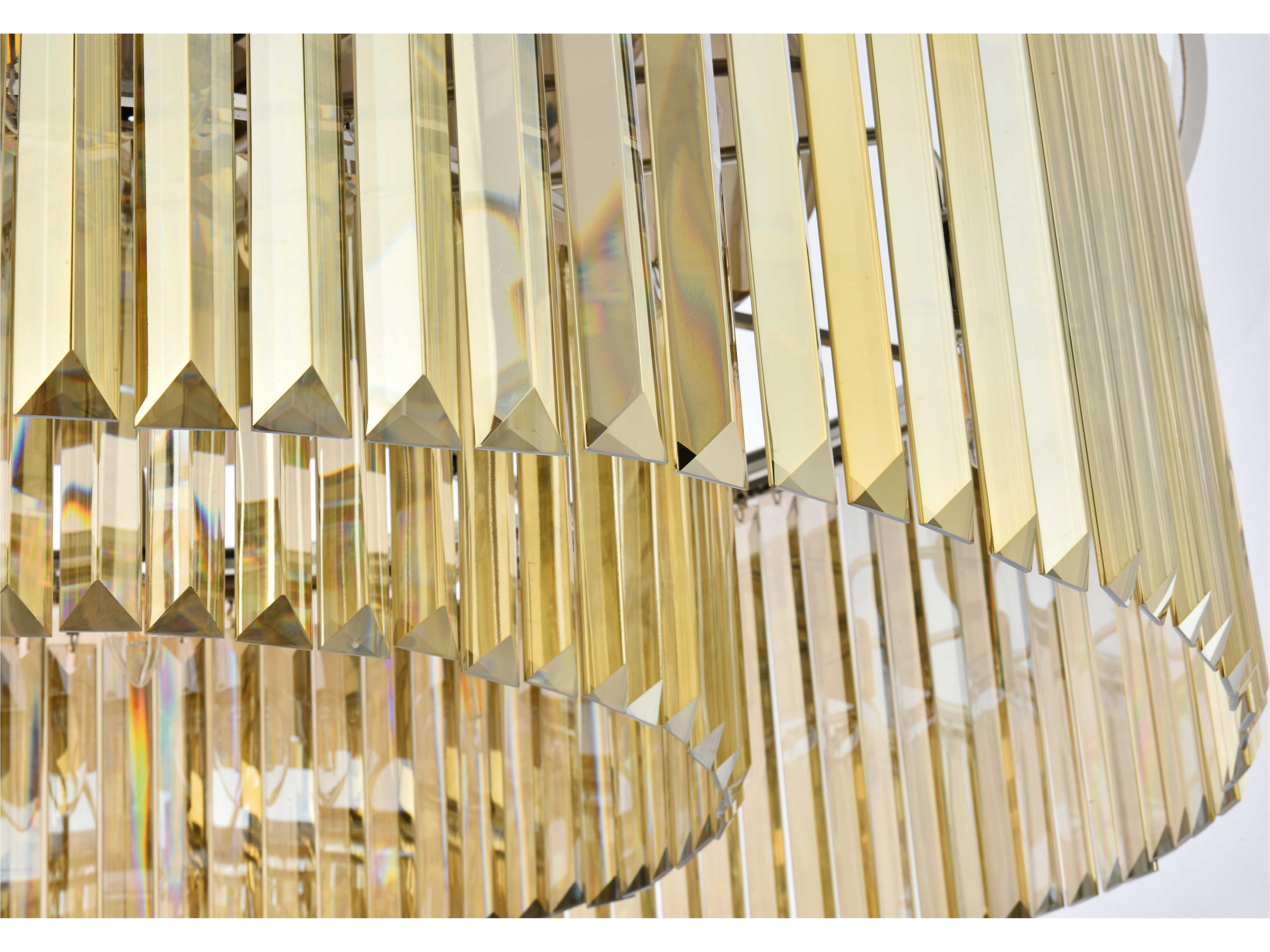 Elegant Lighting Sydney 10-Light Polished Nickel Gold Crystal Drum Pendant