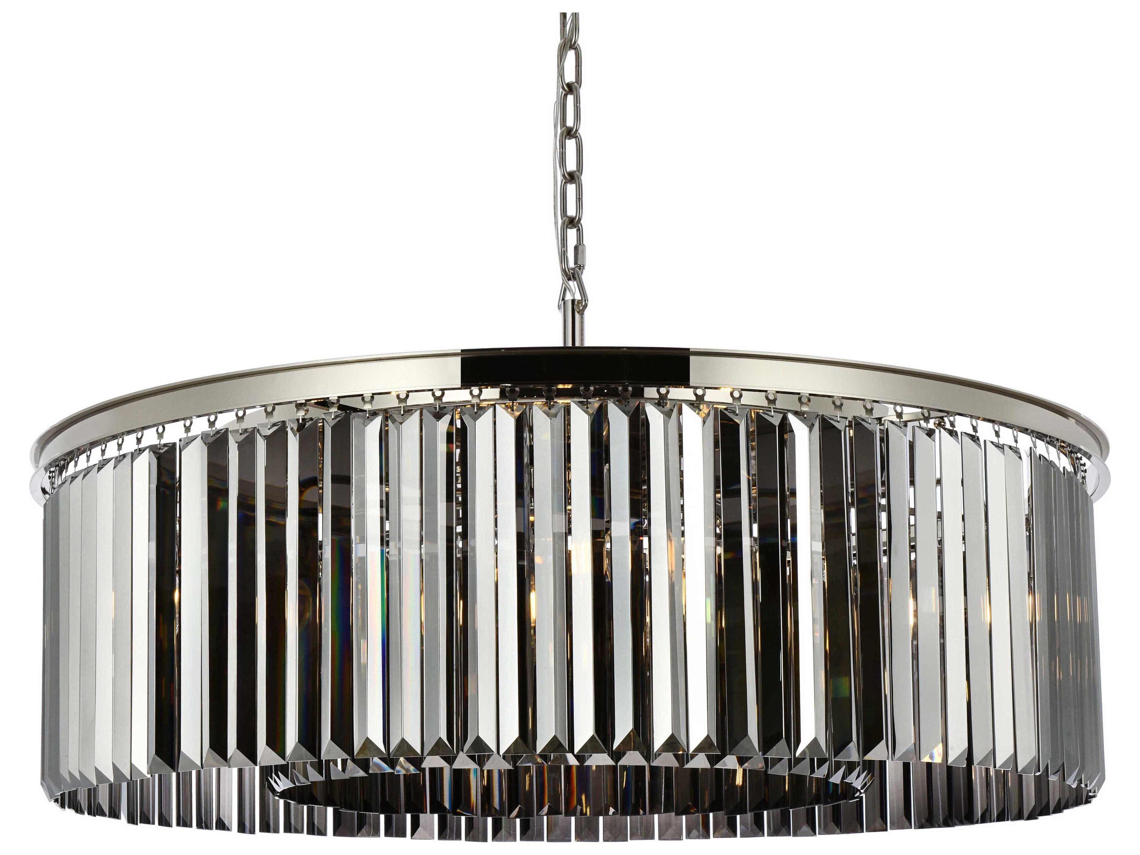 Elegant Lighting Sydney 10-Light Polished Nickel Silver Crystal Drum Pendant