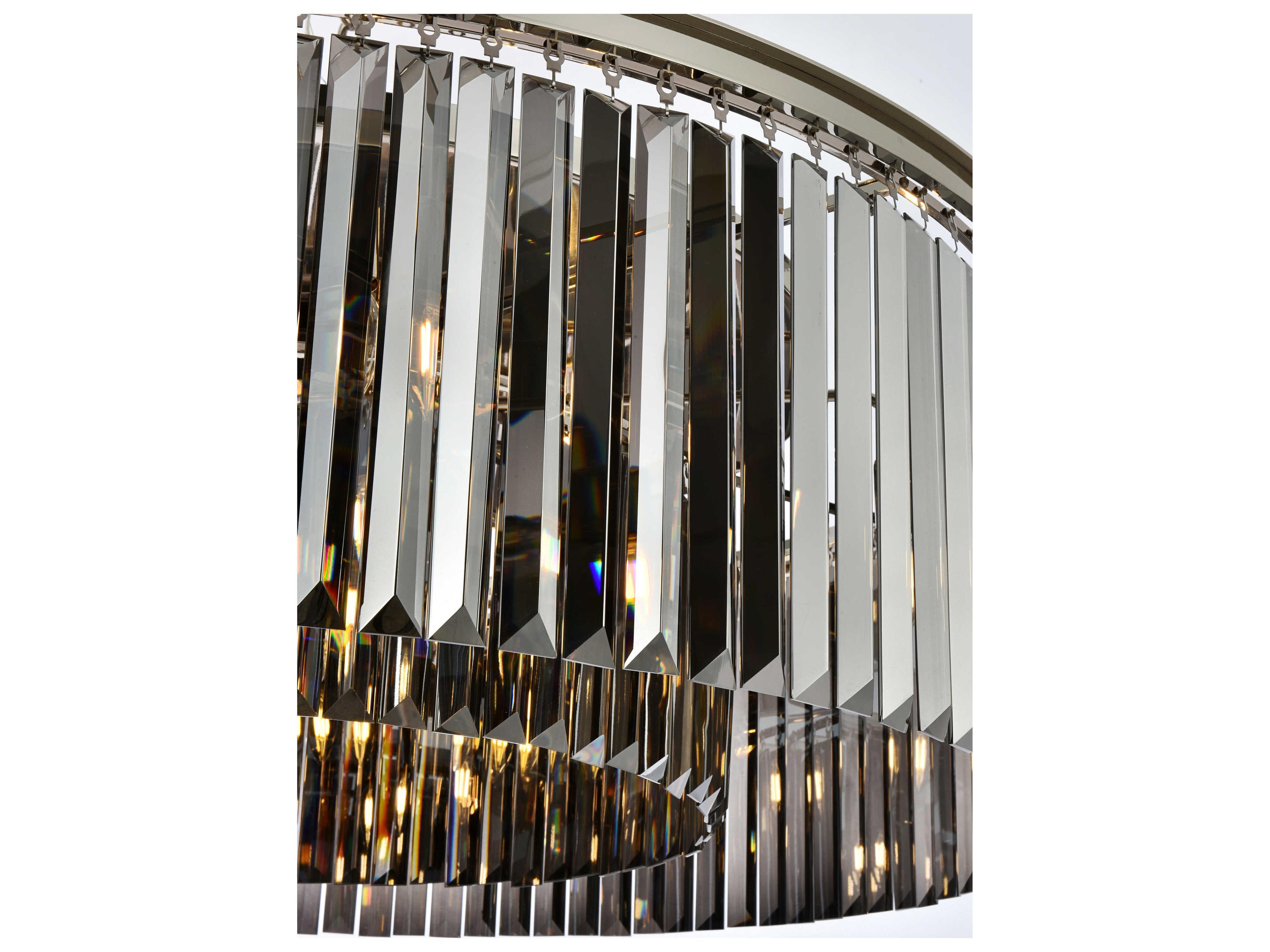 Elegant Lighting Sydney 10-Light Polished Nickel Silver Crystal Drum Pendant