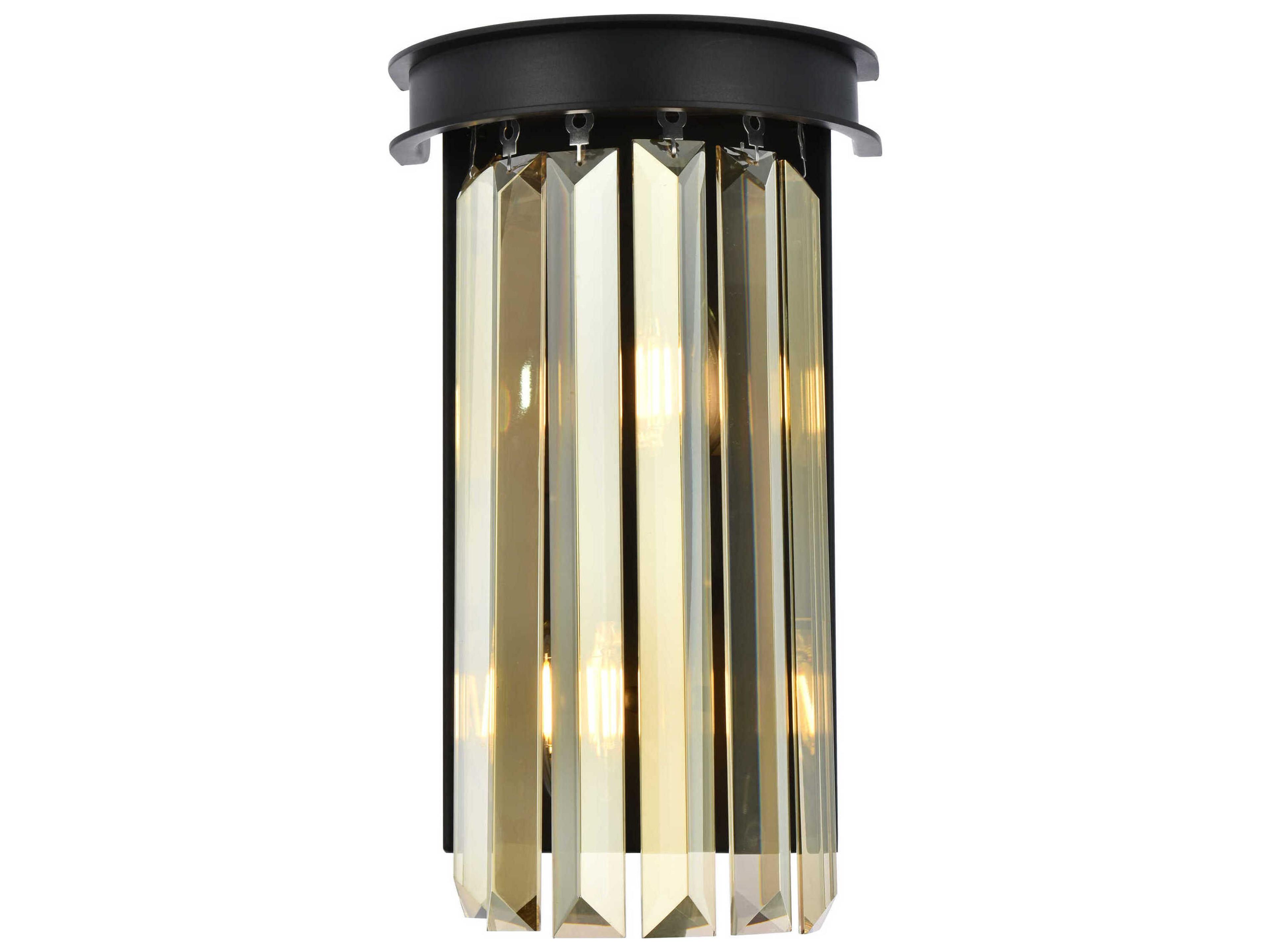 Sydney 2-Light Matte Black Gold Crystal Wall Sconce