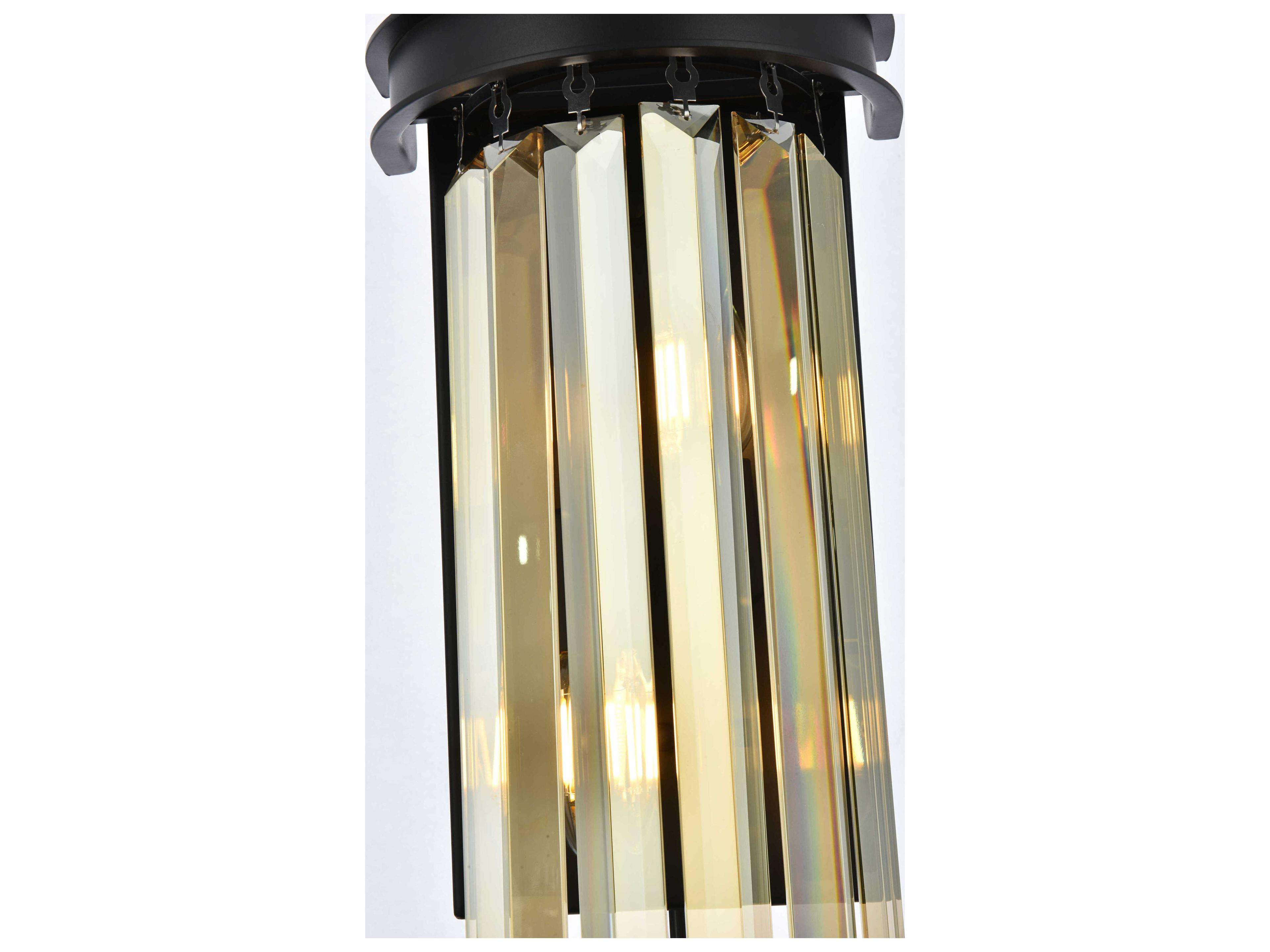 Elegant Lighting Sydney 2-Light Matte Black Gold Crystal Wall Sconce